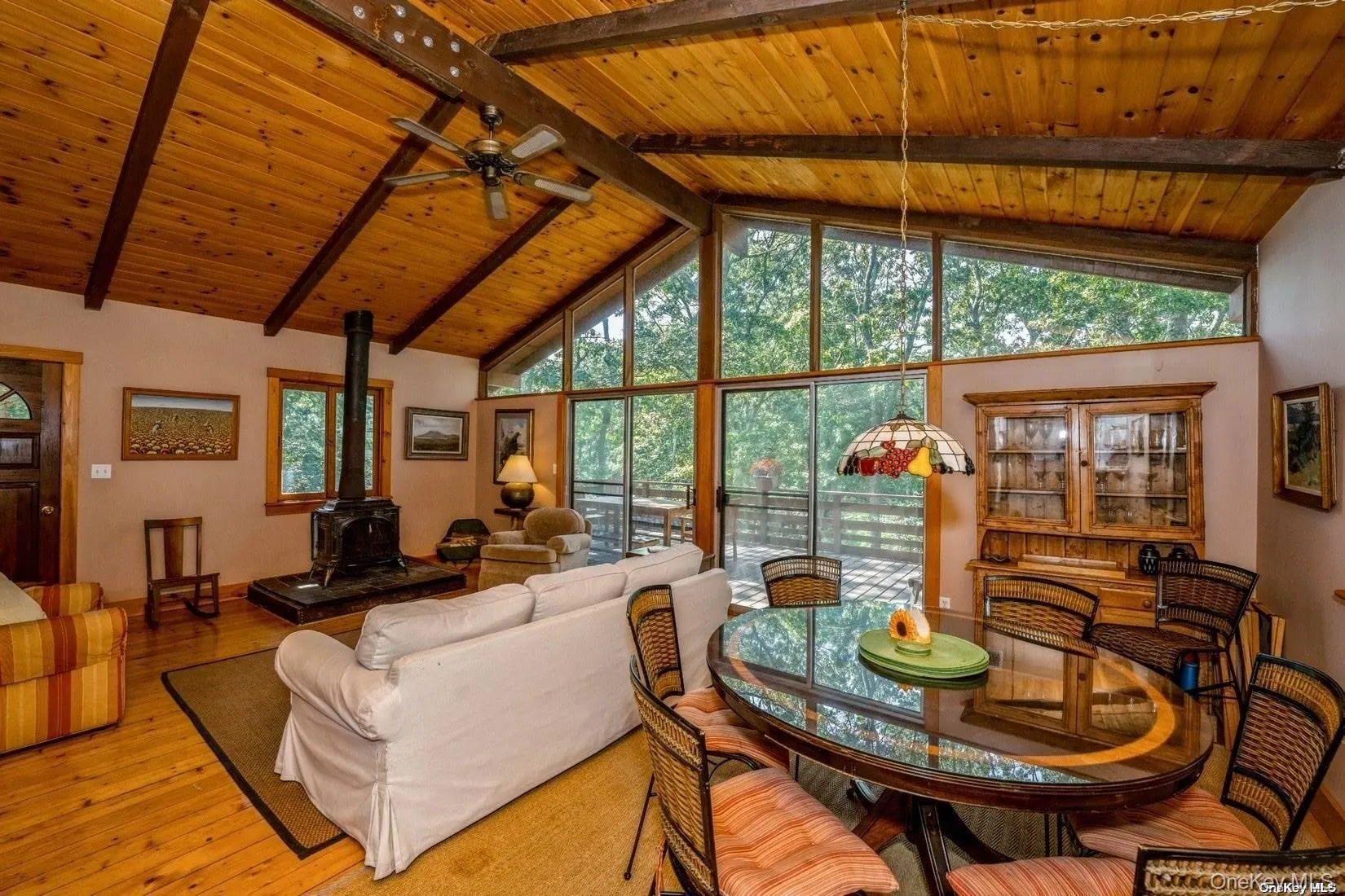 Open Living Room/Dining Room With High Ceilings