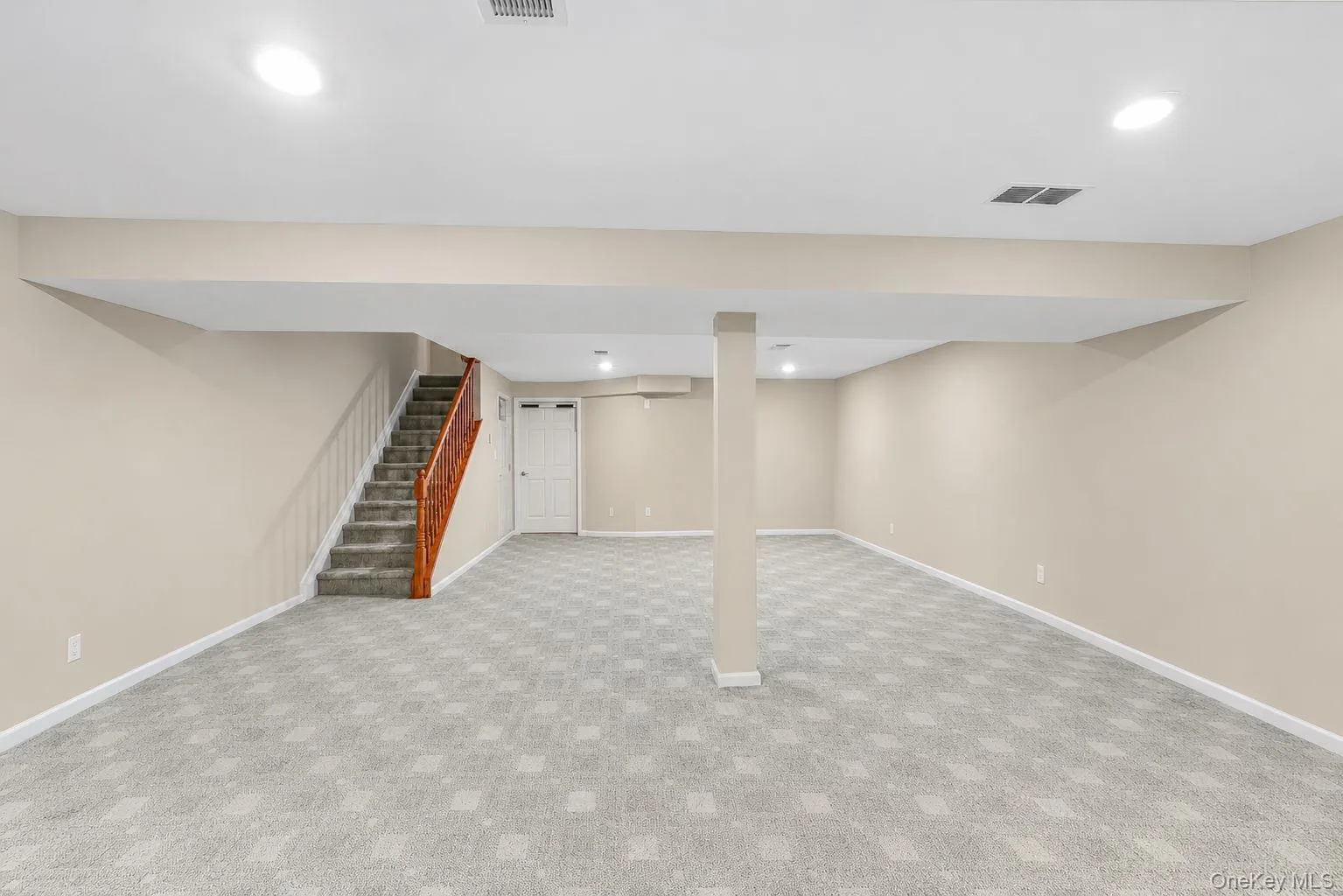 AI showing the removal of gym/furnitureExpansive finished basement featuring recessed lighting and neutral-toned carpeting AI showing the removal of gym/furnitureExpansive finished basement featuring recessed lighting and neutral-toned carpeting