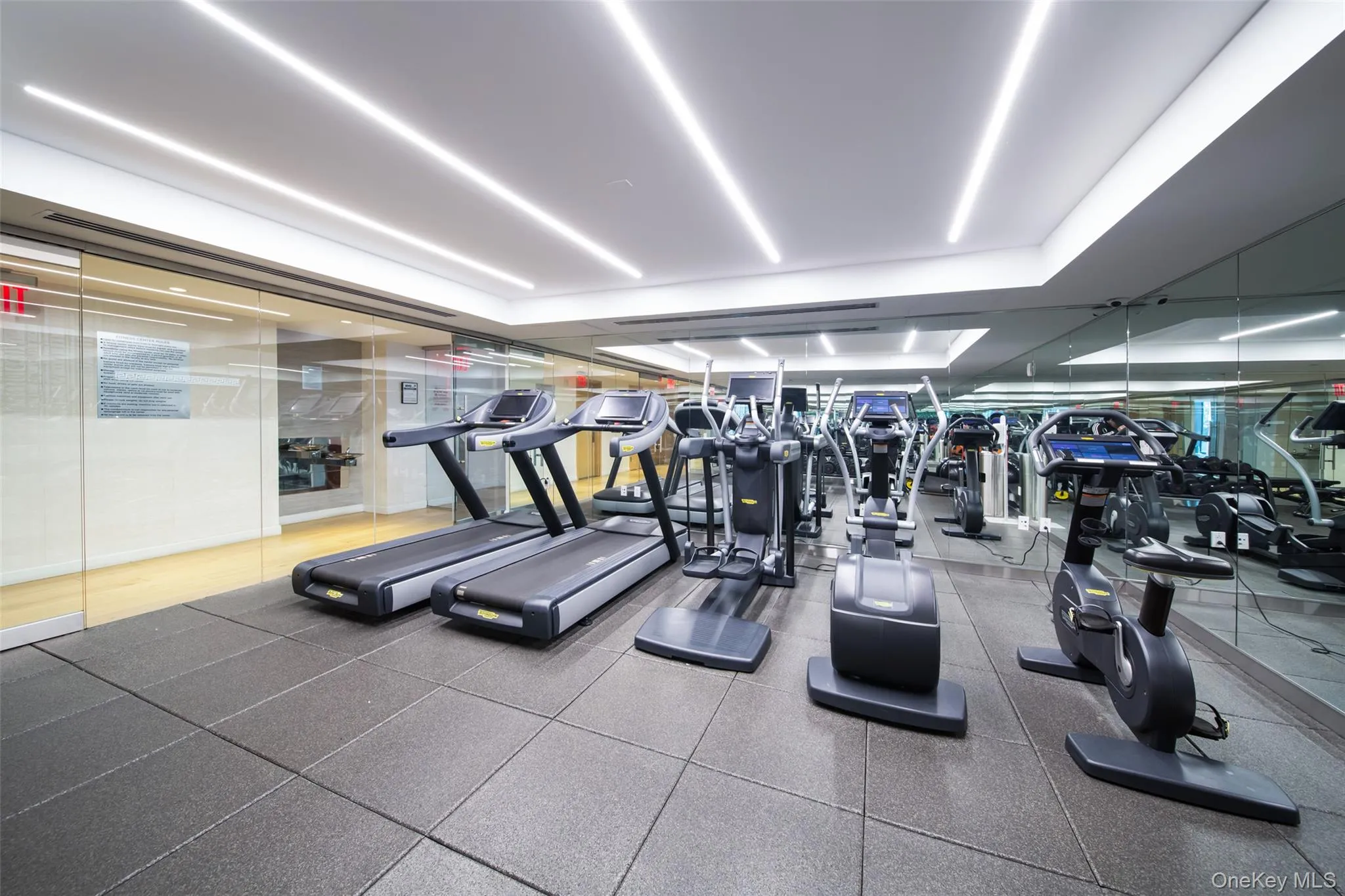 Workout area with a raised ceiling Workout area with a raised ceiling