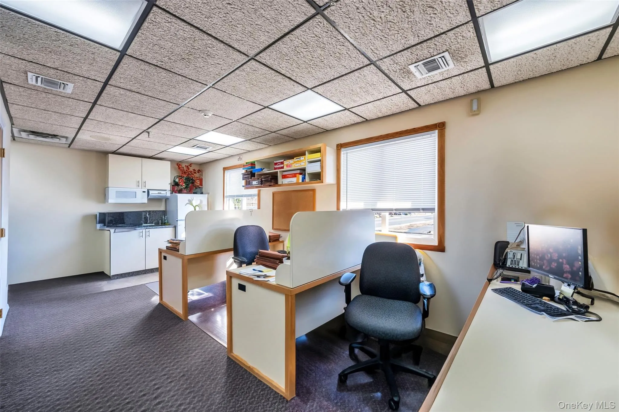 Carpeted home office featuring a paneled ceiling Carpeted home office featuring a paneled ceiling