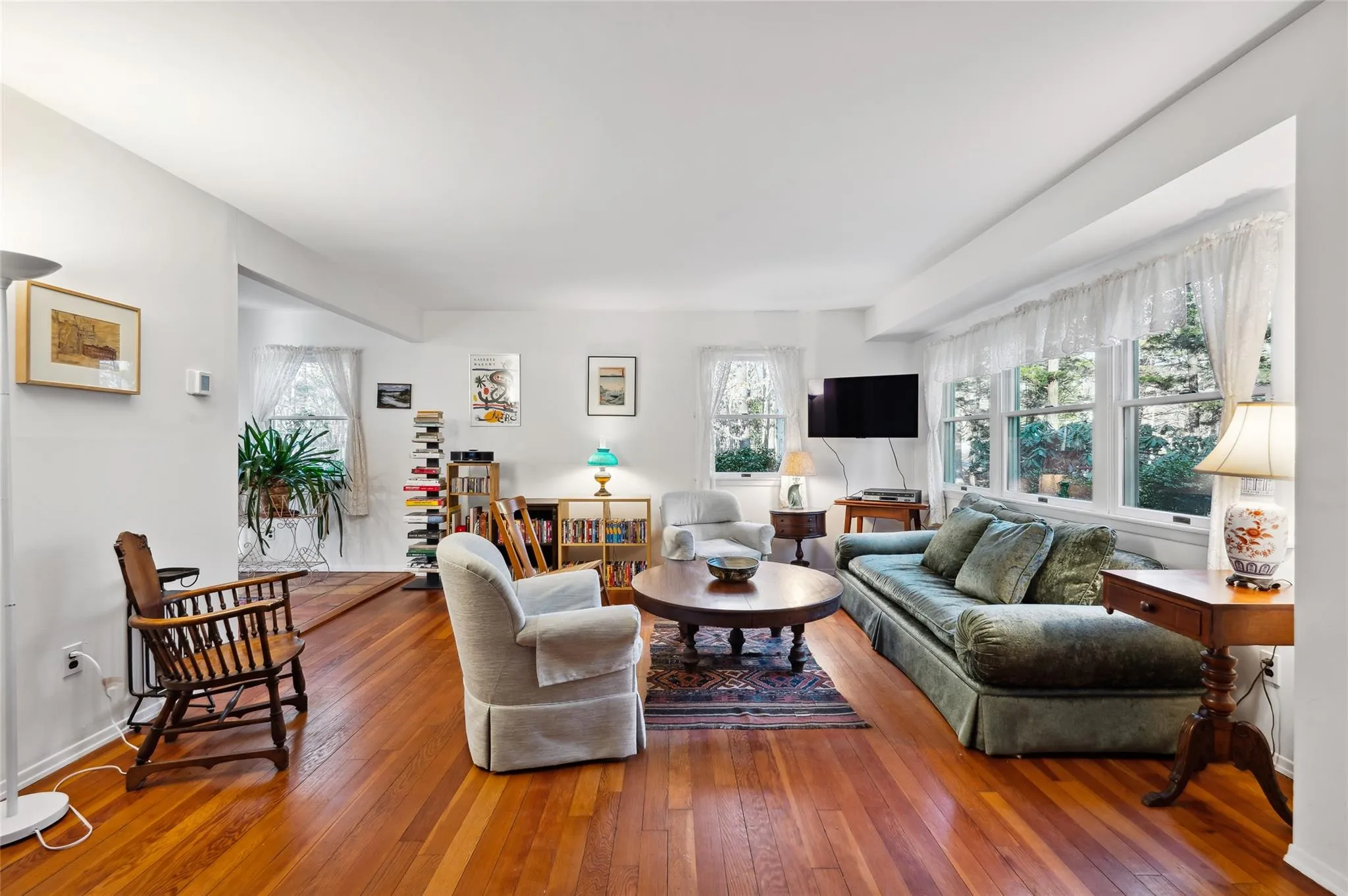 Living room with wood-type flooring Living room with wood-type flooring