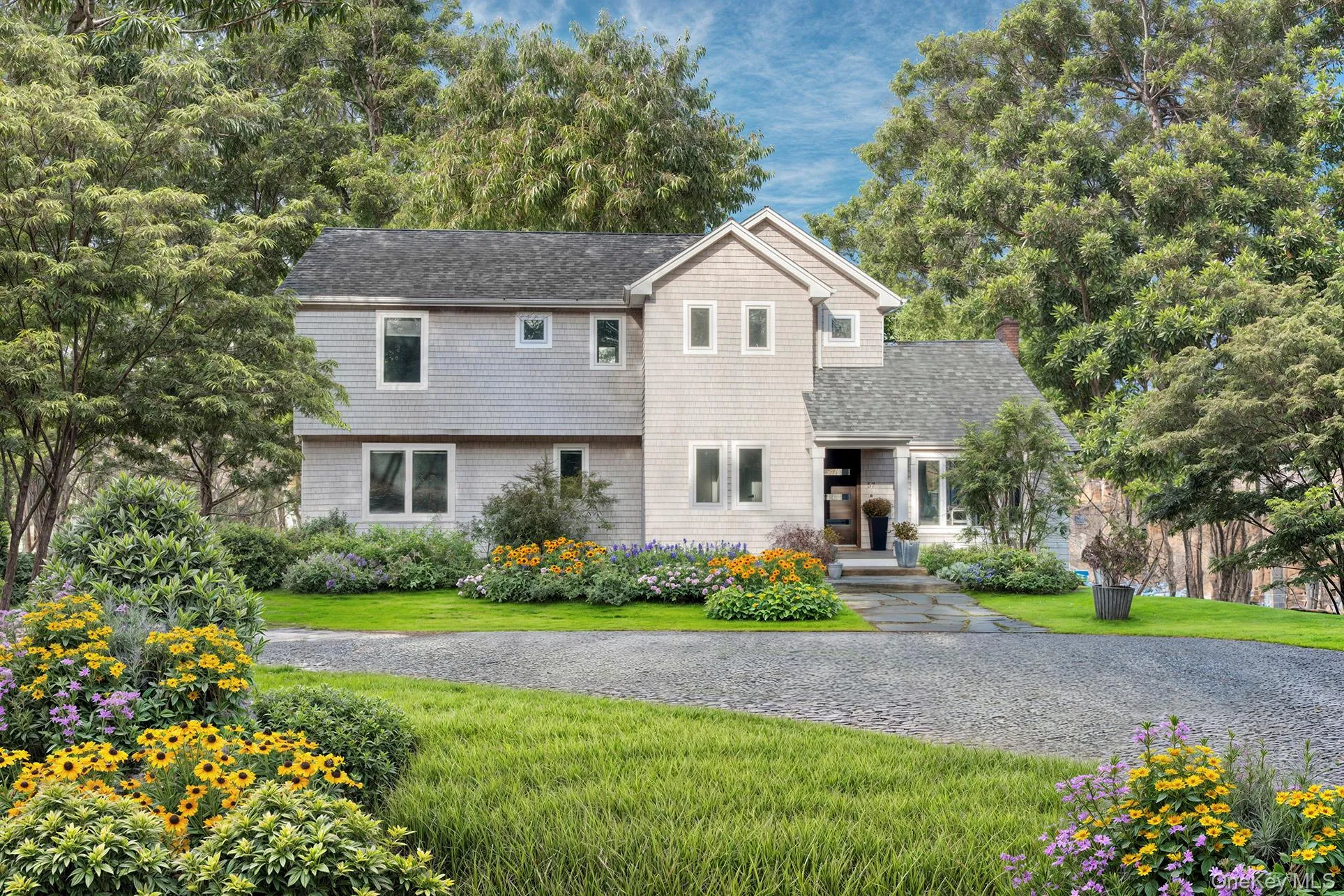 VIRTUAL RENDERING - View of front of property featuring a front lawn, roof with shingles, and a chimney VIRTUAL RENDERING - View of front of property featuring a front lawn, roof with shingles, and a chimney