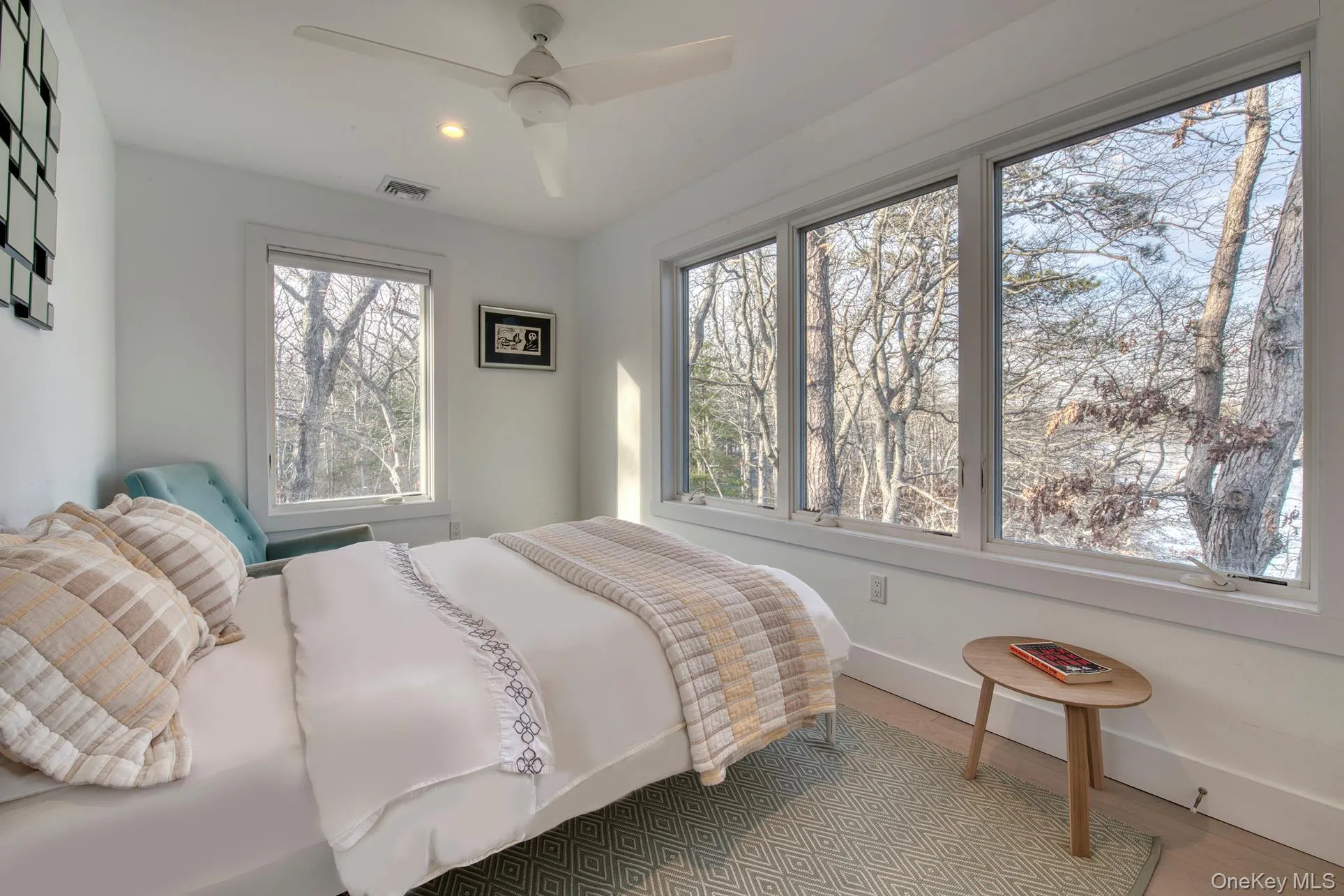 Bedroom featuring ceiling fan, recessed lighting, visible vents, and baseboards Bedroom featuring ceiling fan, recessed lighting, visible vents, and baseboards