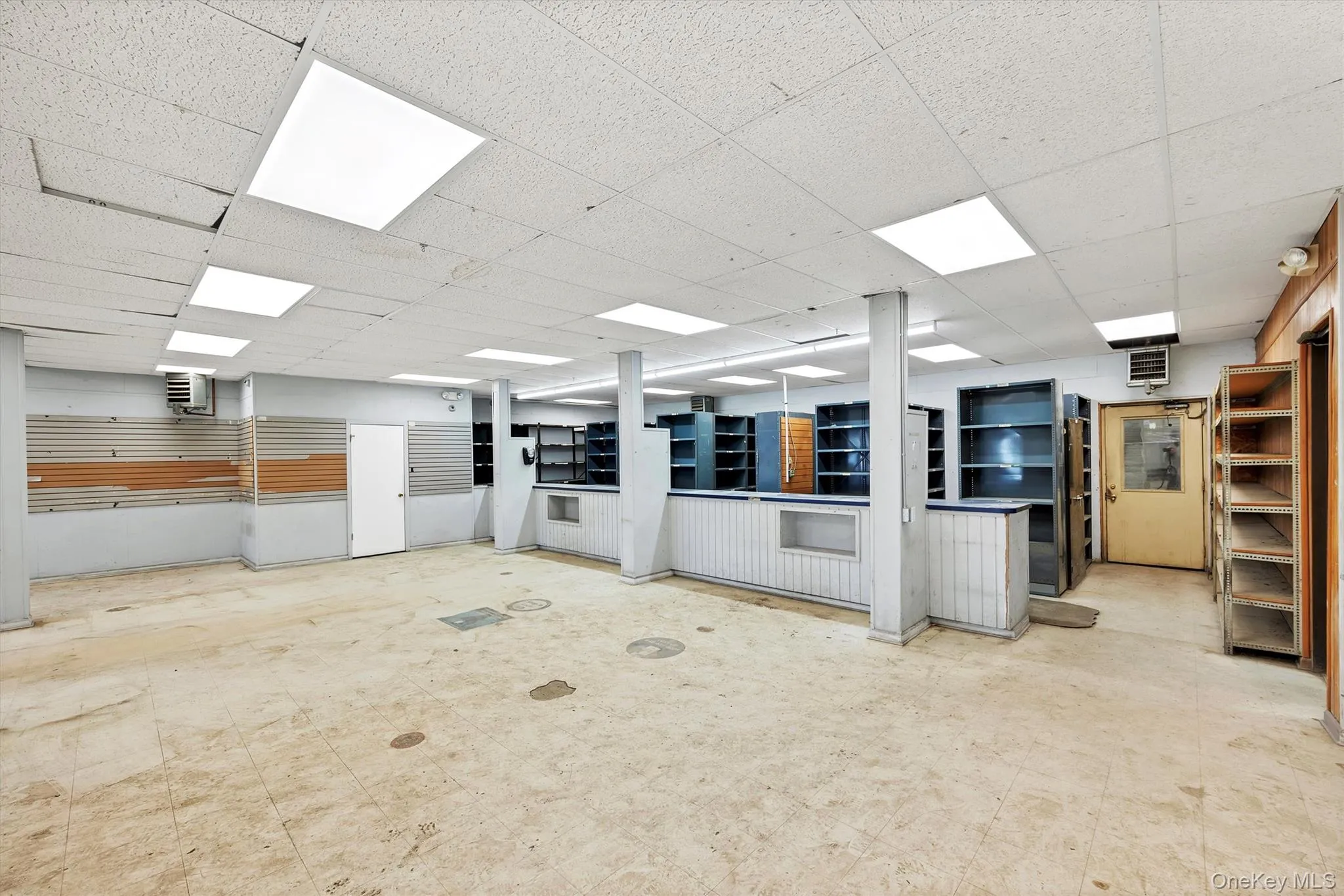 Basement with a paneled ceiling Basement with a paneled ceiling