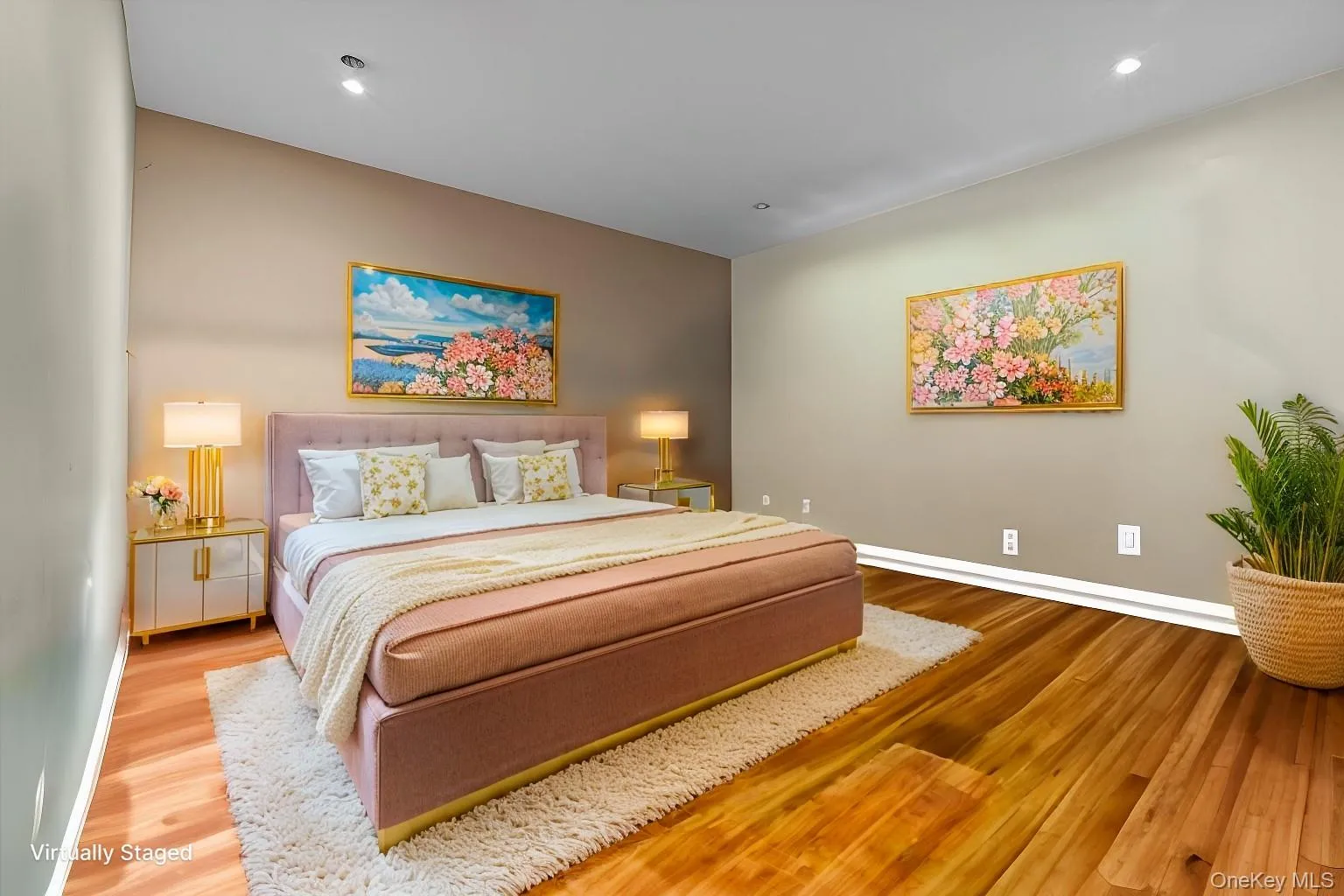Bedroom with recessed lighting, baseboards, and wood finished floors Bedroom with recessed lighting, baseboards, and wood finished floors