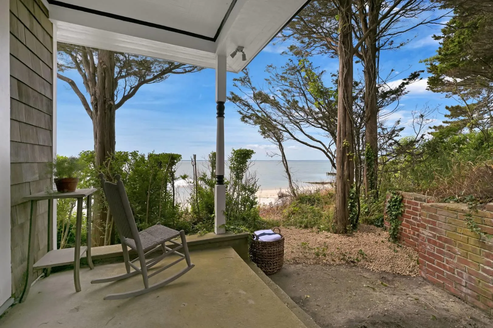 View of patio with a water view View of patio with a water view
