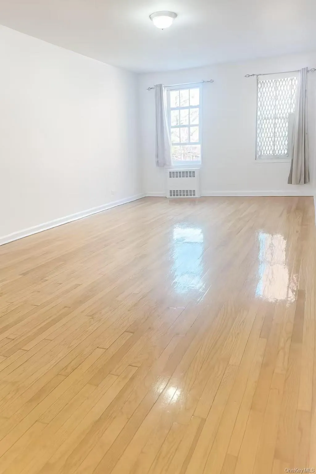 Empty room with light wood-type flooring and radiator Empty room with light wood-type flooring and radiator