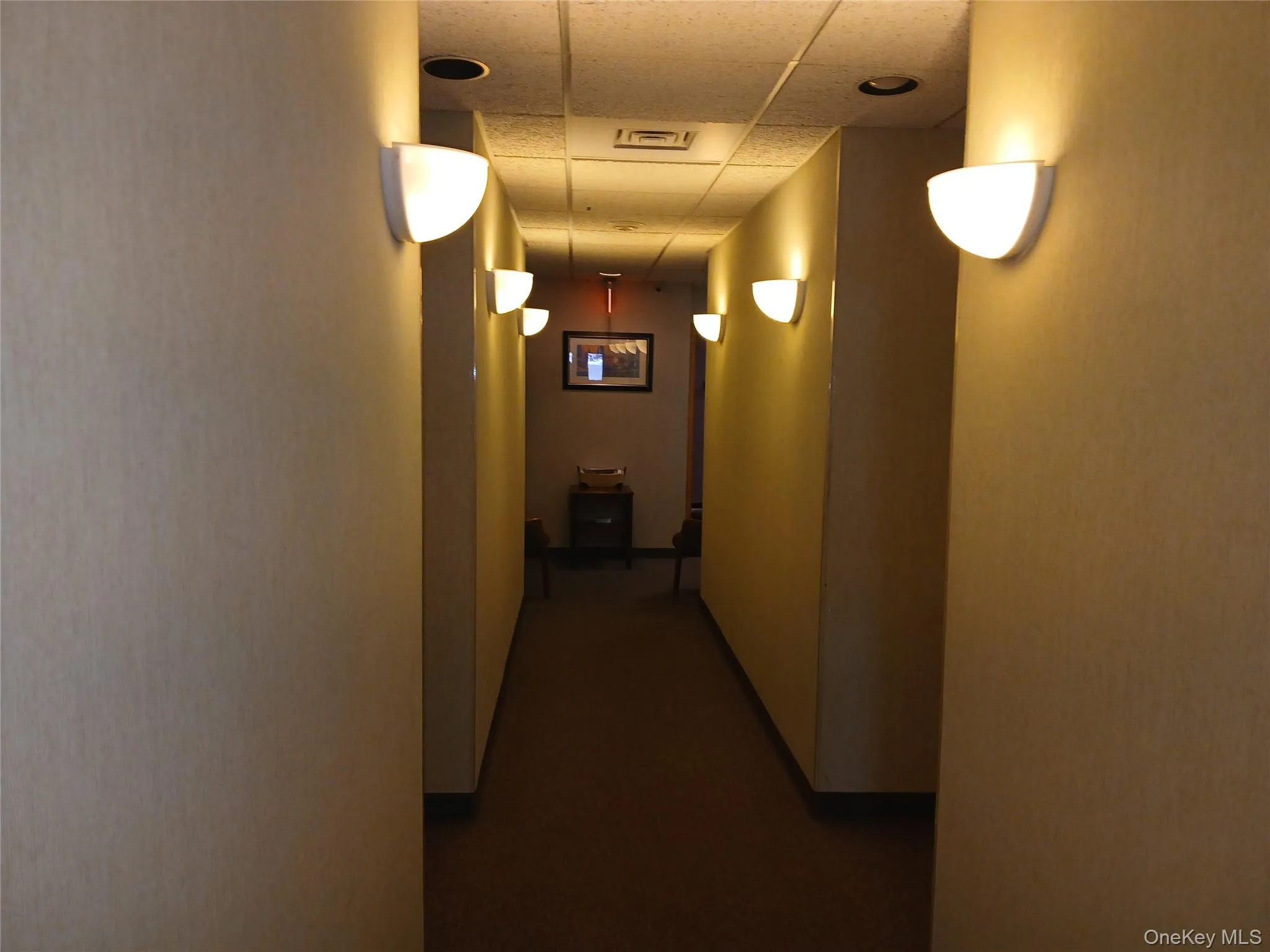 Hallway featuring a drop ceiling Hallway featuring a drop ceiling