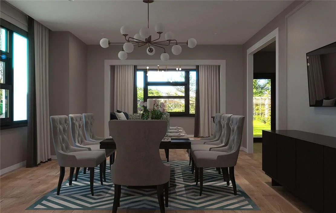 Dining room with light wood-type flooring, a healthy amount of sunlight, and an inviting chandelier Dining room with light wood-type flooring, a healthy amount of sunlight, and an inviting chandelier