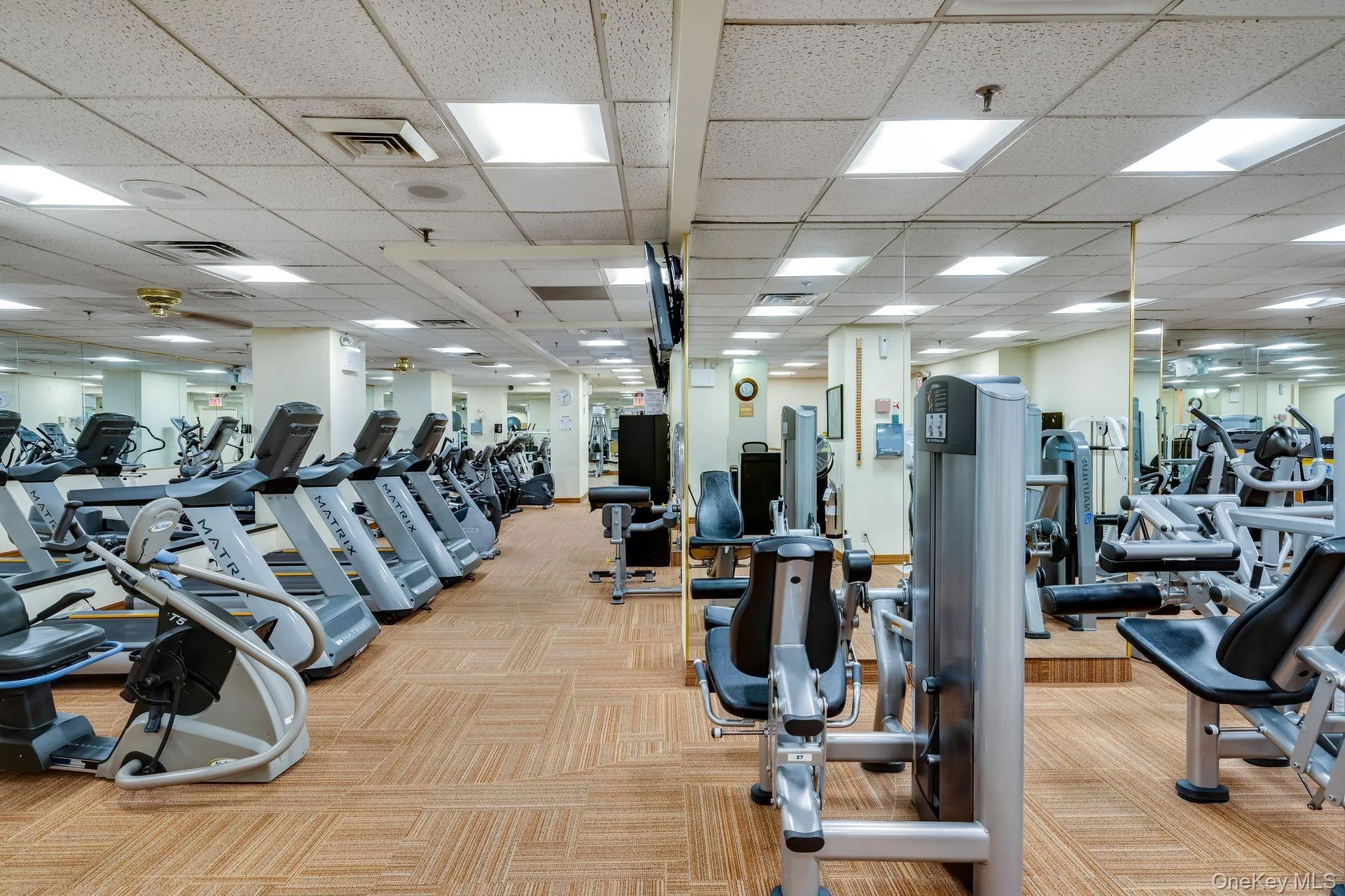 Workout area with light colored carpet Workout area with light colored carpet