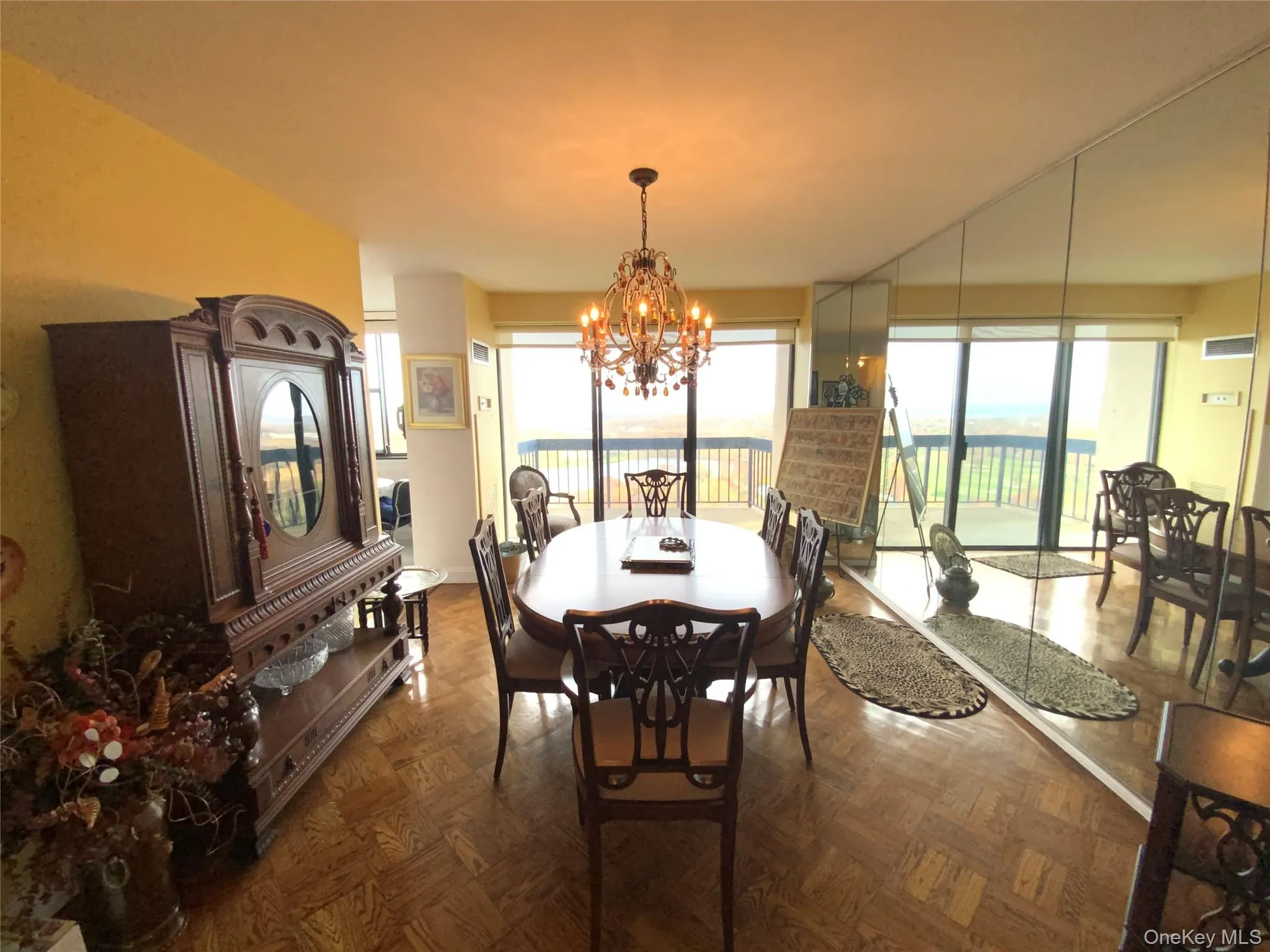 Dining room with a chandelier Dining room with a chandelier