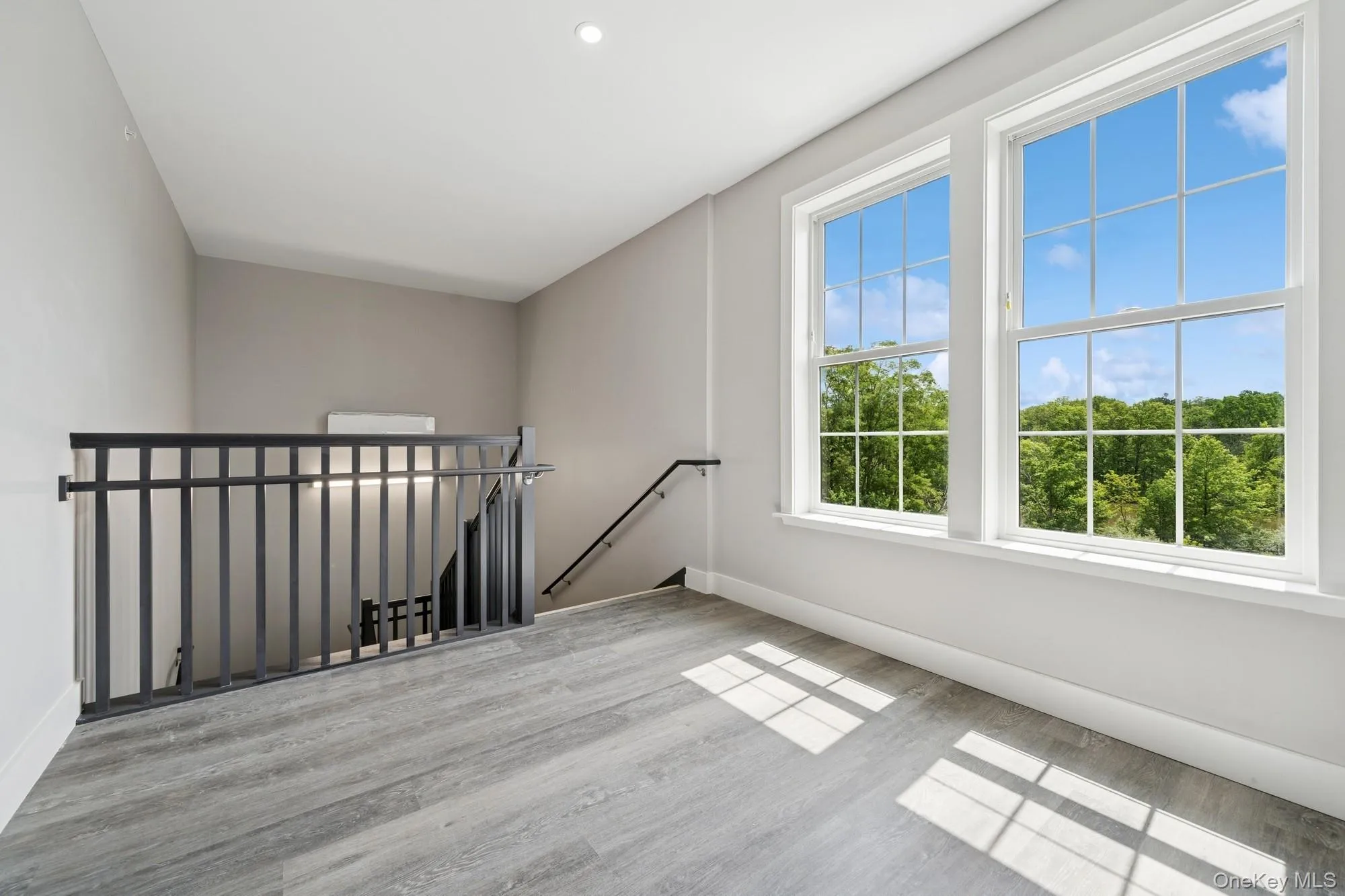 Stairway at beginning of hallway. Stairway at beginning of hallway.