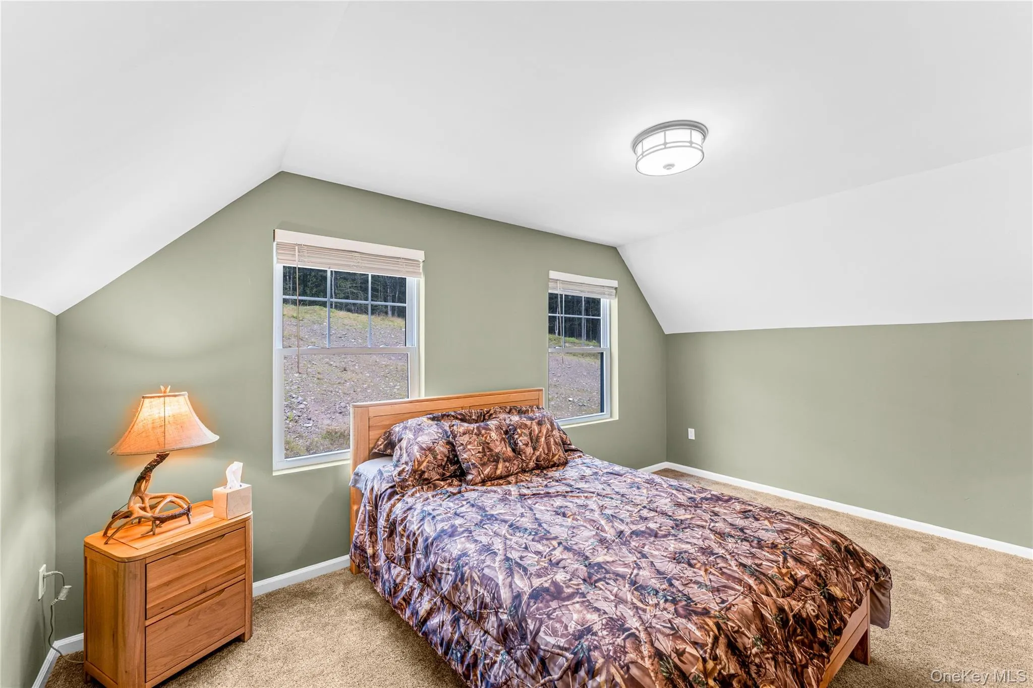 Bedroom 5 featuring carpet floors and lofted ceiling Bedroom 5 featuring carpet floors and lofted ceiling