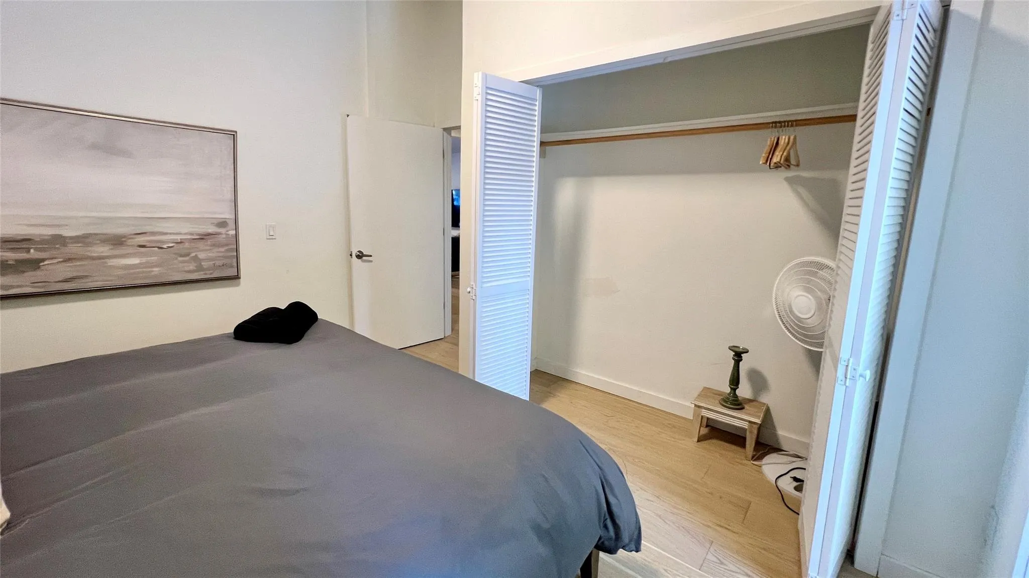 Bedroom featuring a closet and light wood-type flooring Bedroom featuring a closet and light wood-type flooring