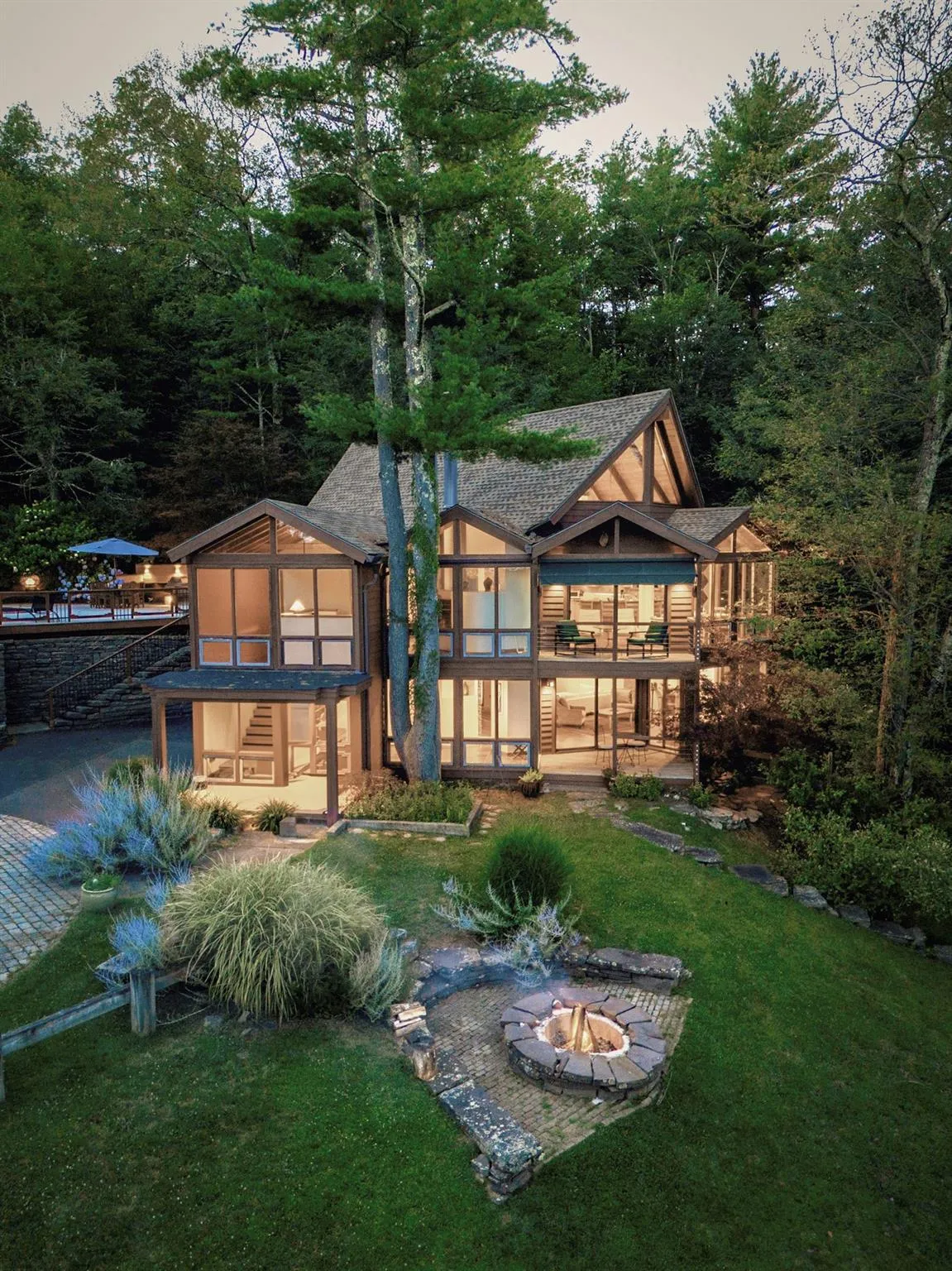 Main house and fire pit from front lawn Main house and fire pit from front lawn