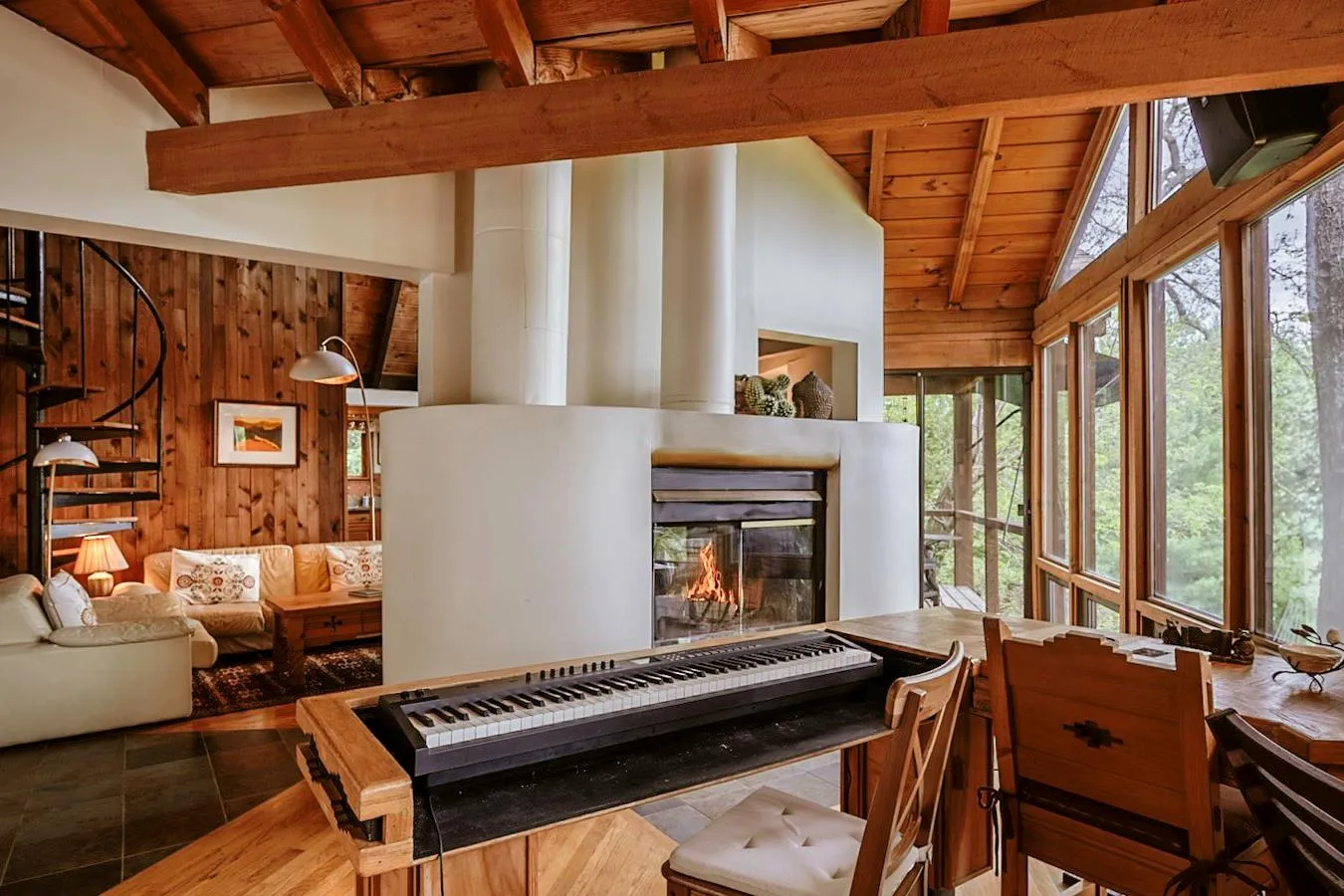 Other side of fireplace facing office alcove Other side of fireplace facing office alcove