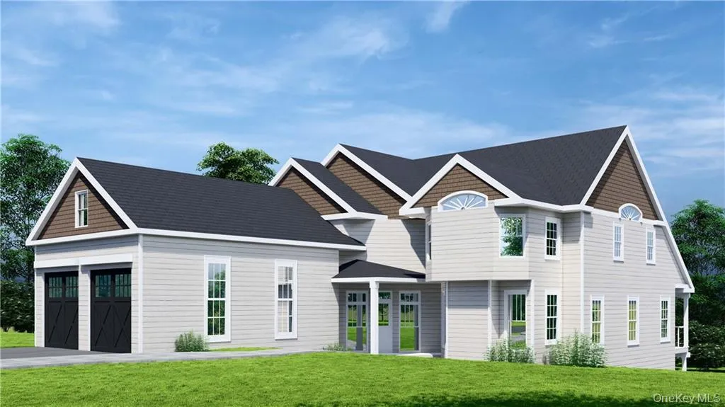 View of front of property featuring a garage and a front lawn View of front of property featuring a garage and a front lawn