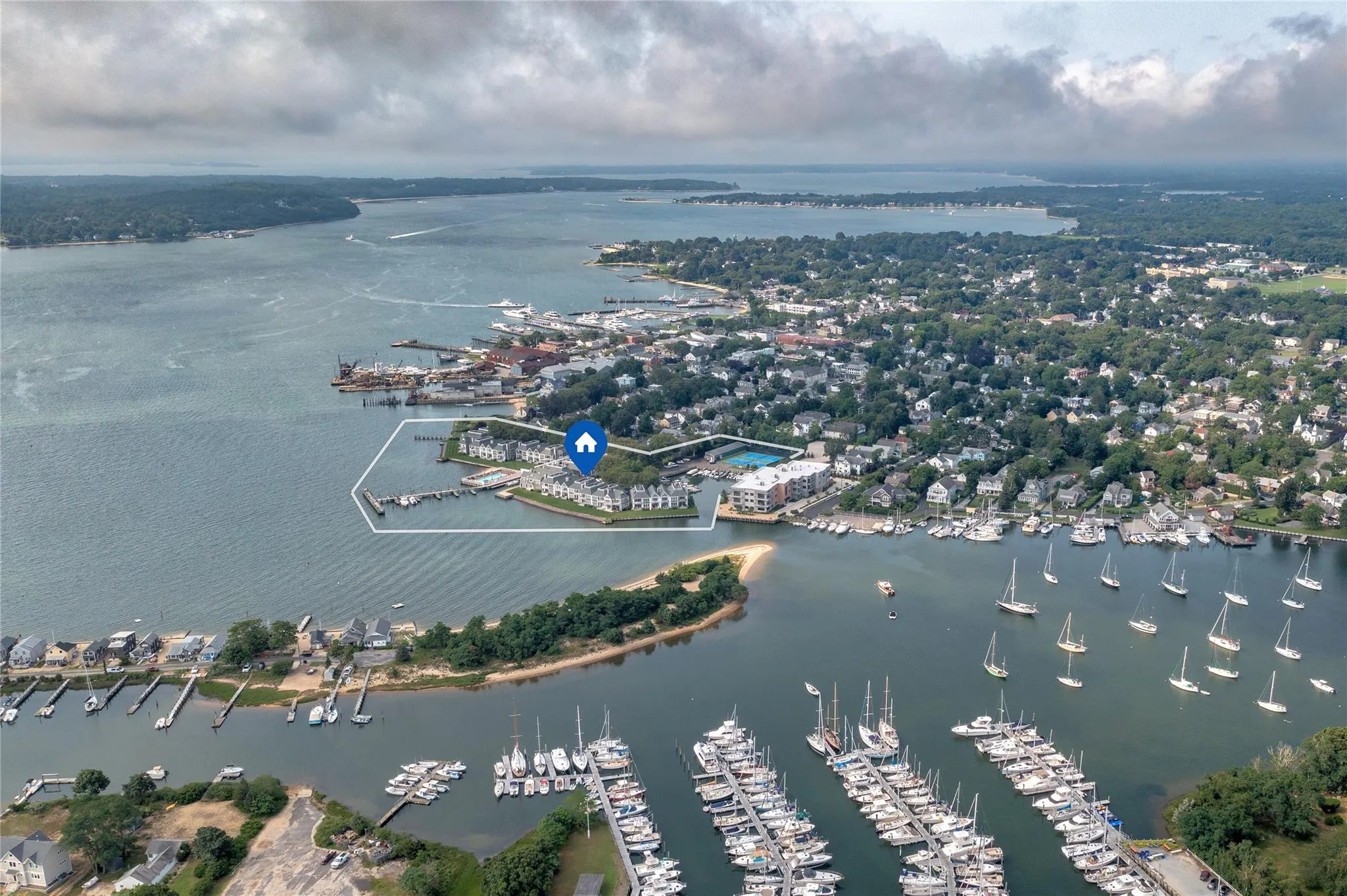 Birds eye view of property featuring a water view Birds eye view of property featuring a water view
