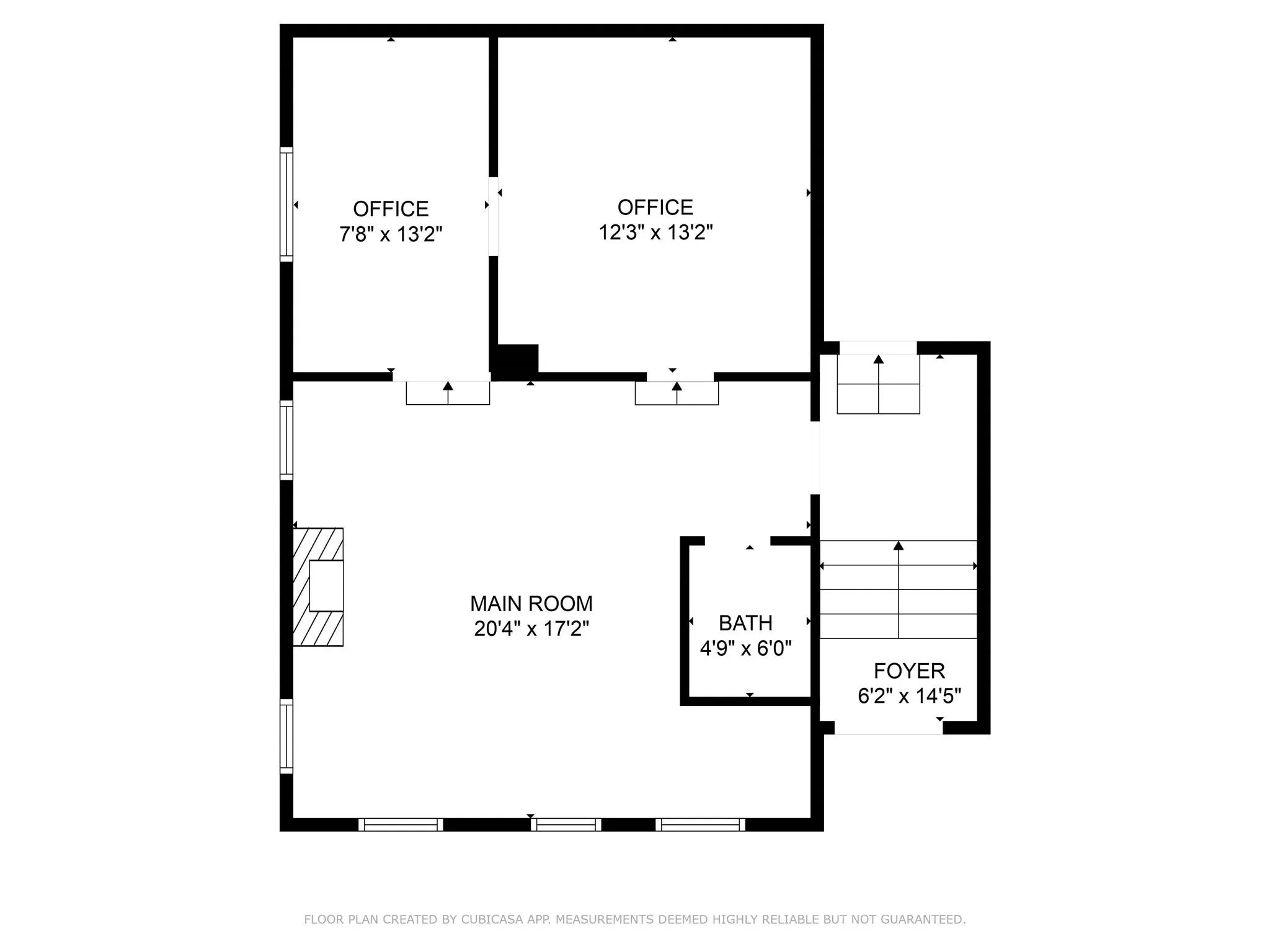 View of the layout of the office, with dimensions. View of the layout of the office, with dimensions.