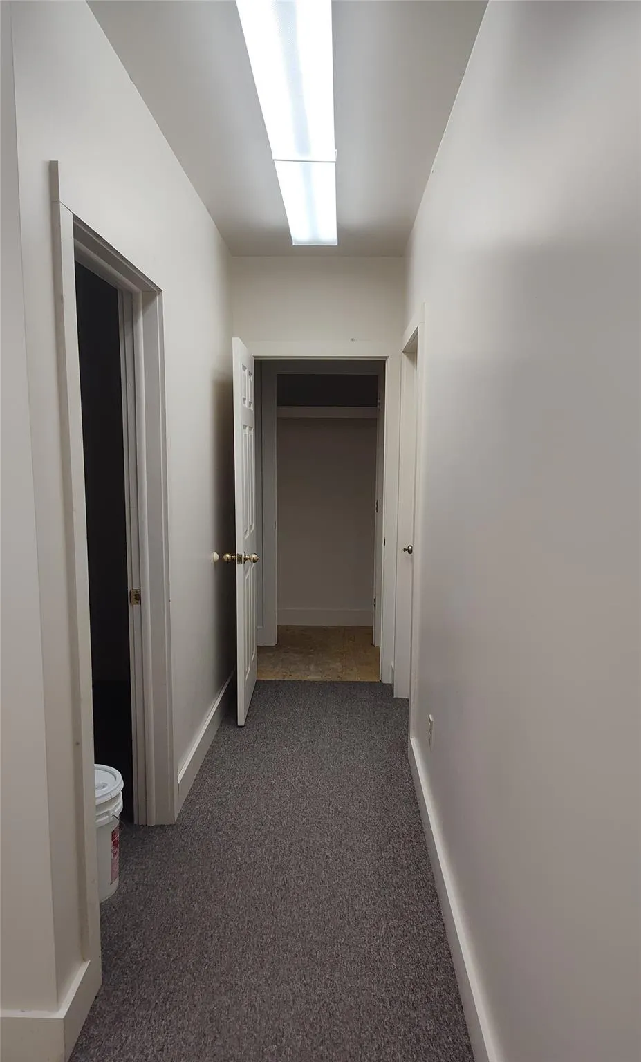 Corridor with baseboards and carpet floors leading to office Corridor with baseboards and carpet floors leading to office
