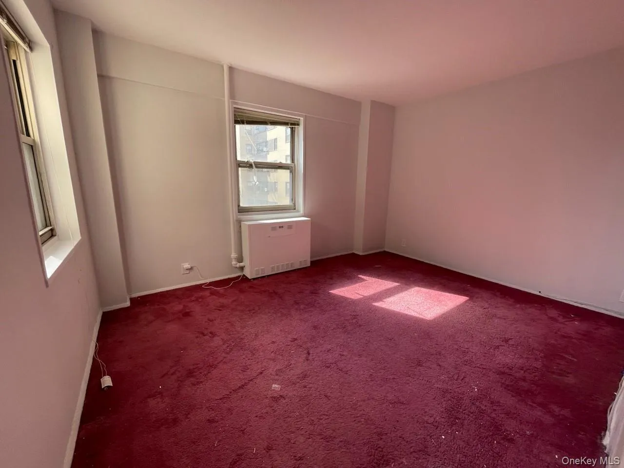Unfurnished room featuring carpet flooring and heating unit Unfurnished room featuring carpet flooring and heating unit