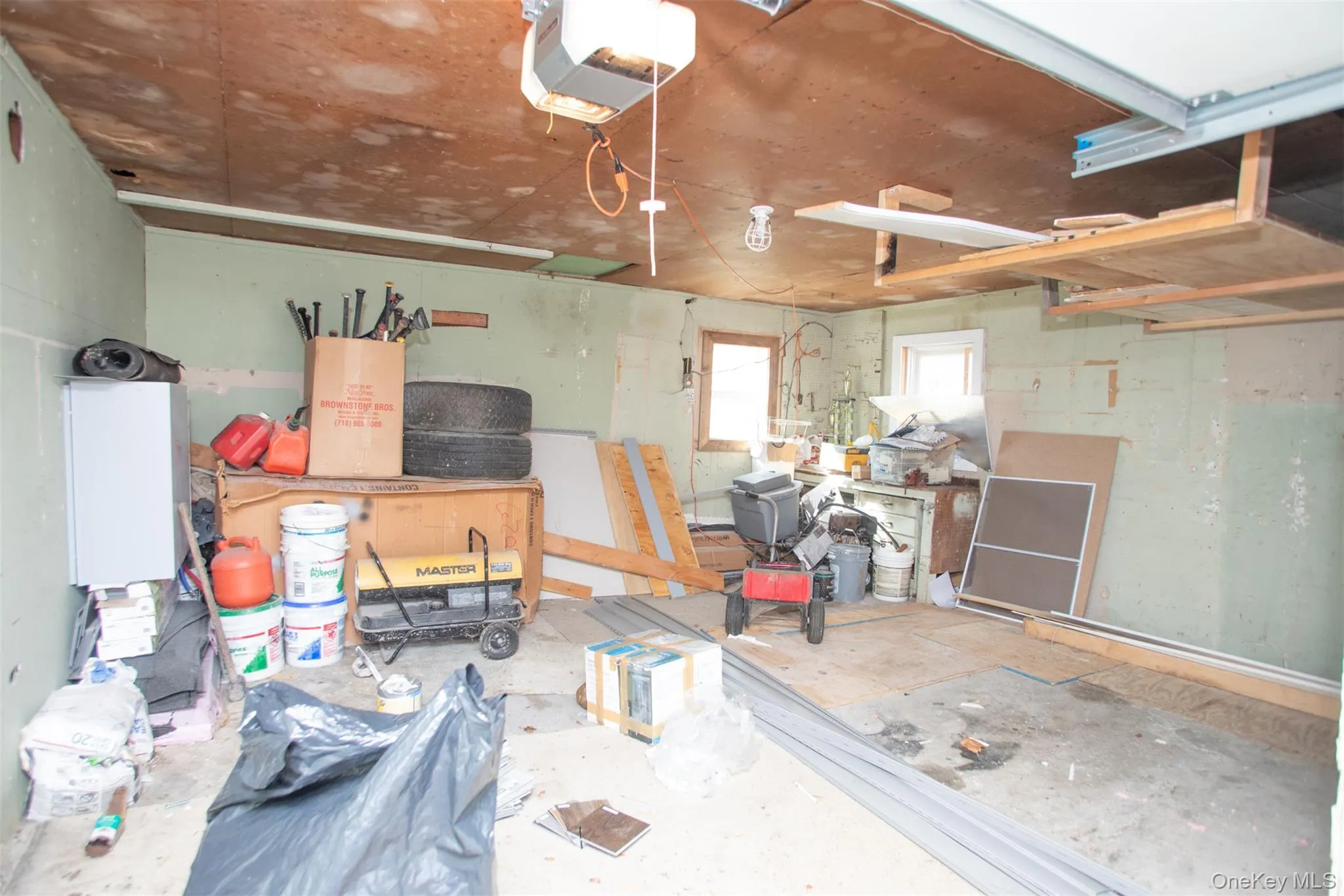 Garage with a garage door opener Garage with a garage door opener