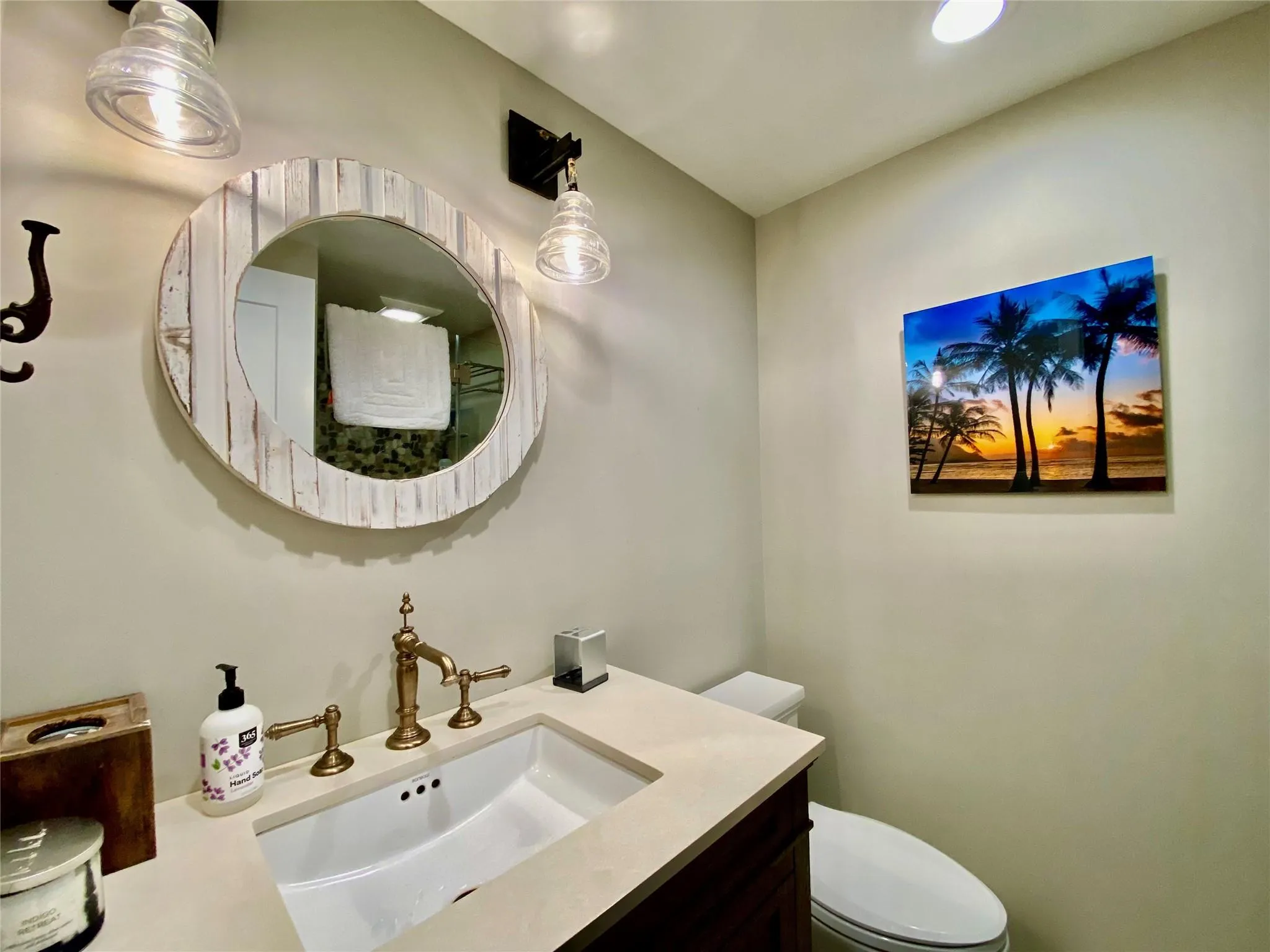 Bathroom with shower, toilet and vanity Bathroom with shower, toilet and vanity