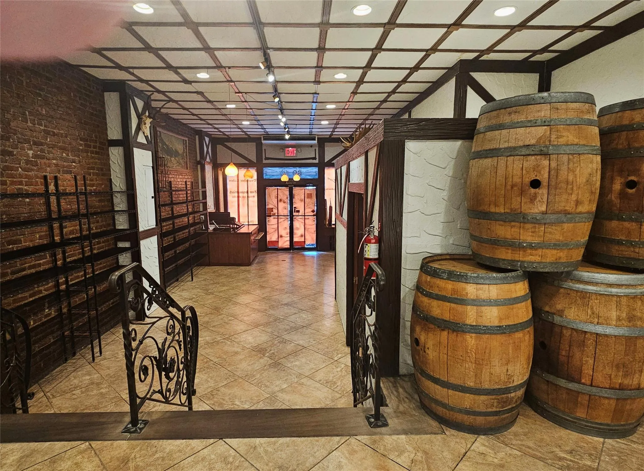 Corridor with recessed lighting and french doors Corridor with recessed lighting and french doors