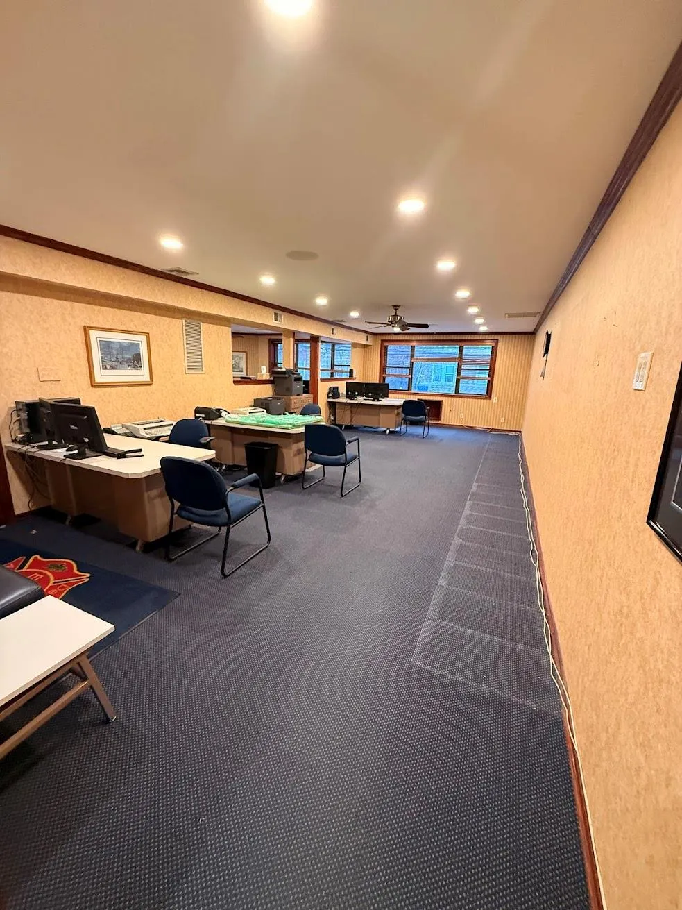 Misc room with crown molding, pool table, a textured wall, carpet flooring, and recessed lighting Misc room with crown molding, pool table, a textured wall, carpet flooring, and recessed lighting