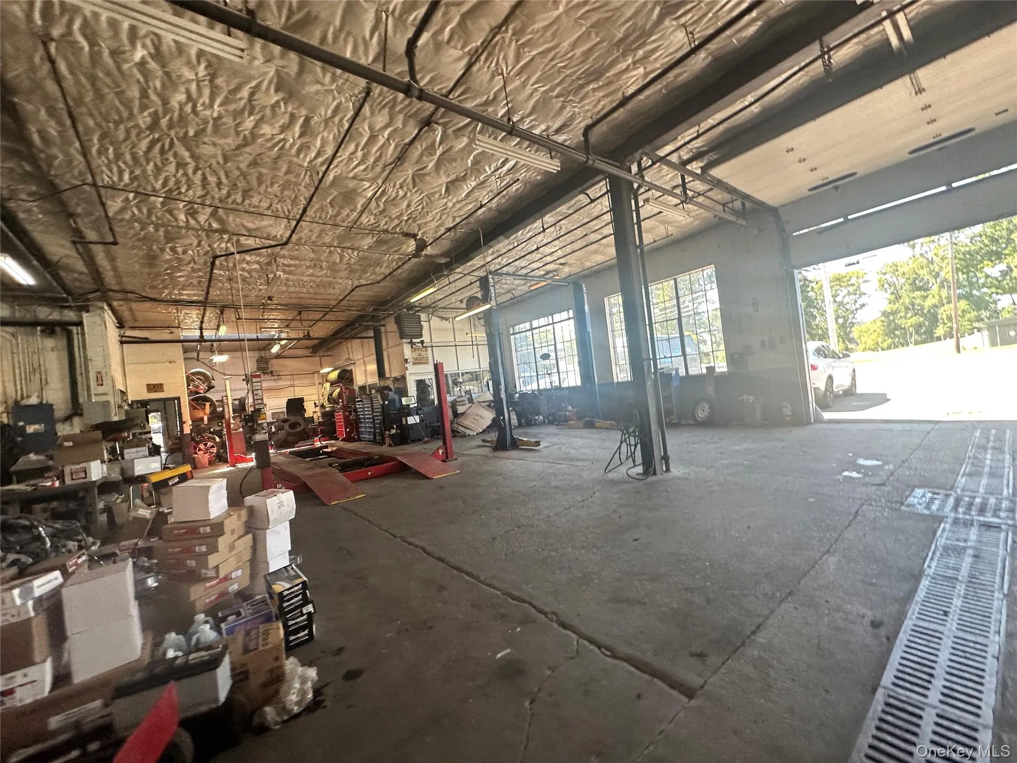 Garage with a workshop area Garage with a workshop area