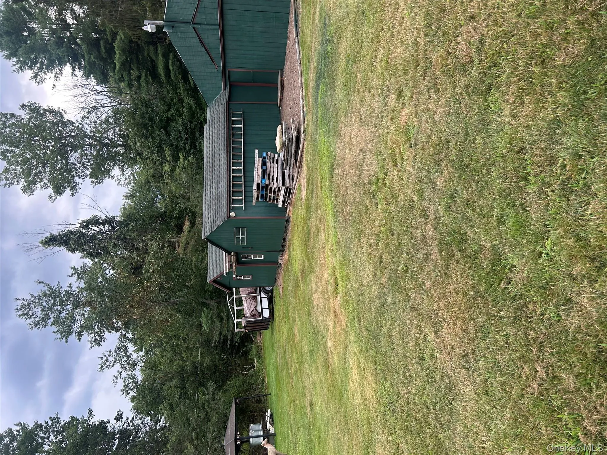 View of green lawn with view of wooded area View of green lawn with view of wooded area