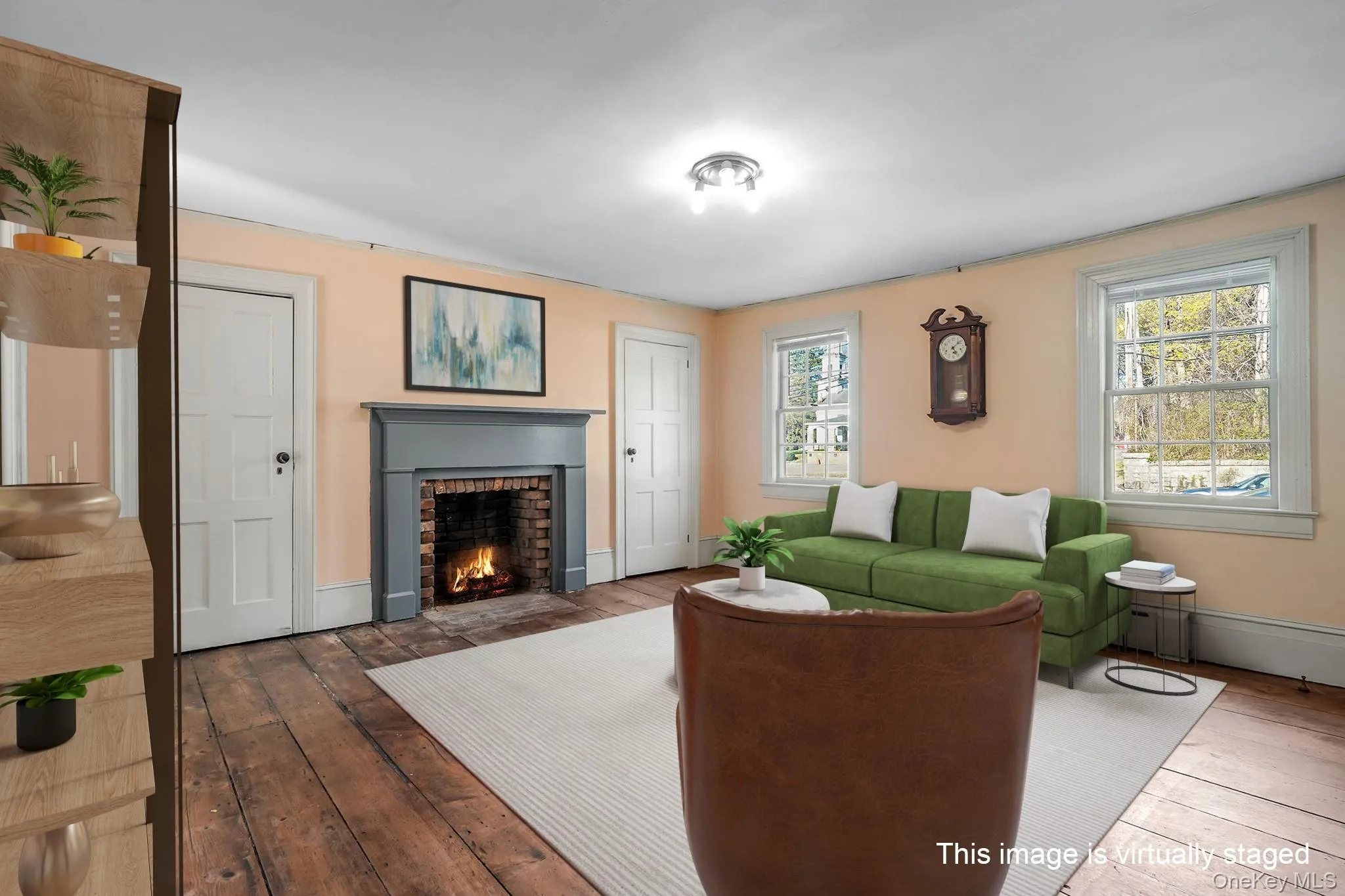 Same room, opposite perspective. First floor space with fireplace, could be an office or retail. Yes, wide plank Hickory flooring. Same room, opposite perspective. First floor space with fireplace, could be an office or retail. Yes, wide plank Hickory flooring.