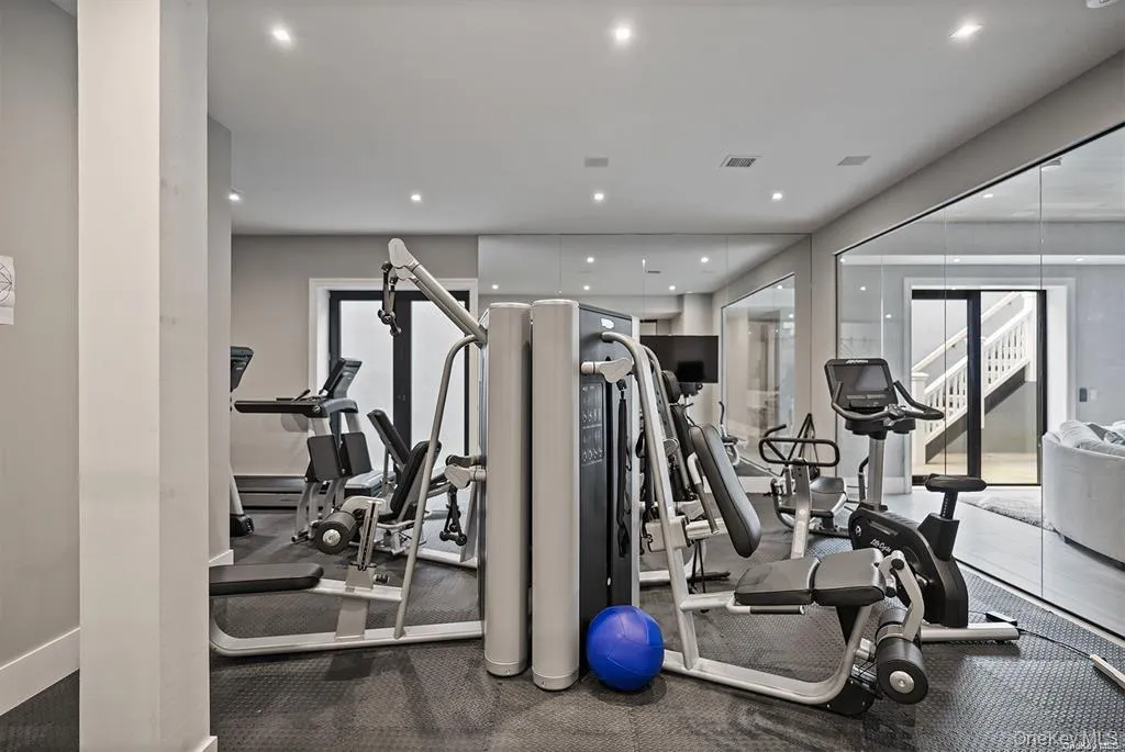 Workout area with recessed lighting and sauna Workout area with recessed lighting and sauna