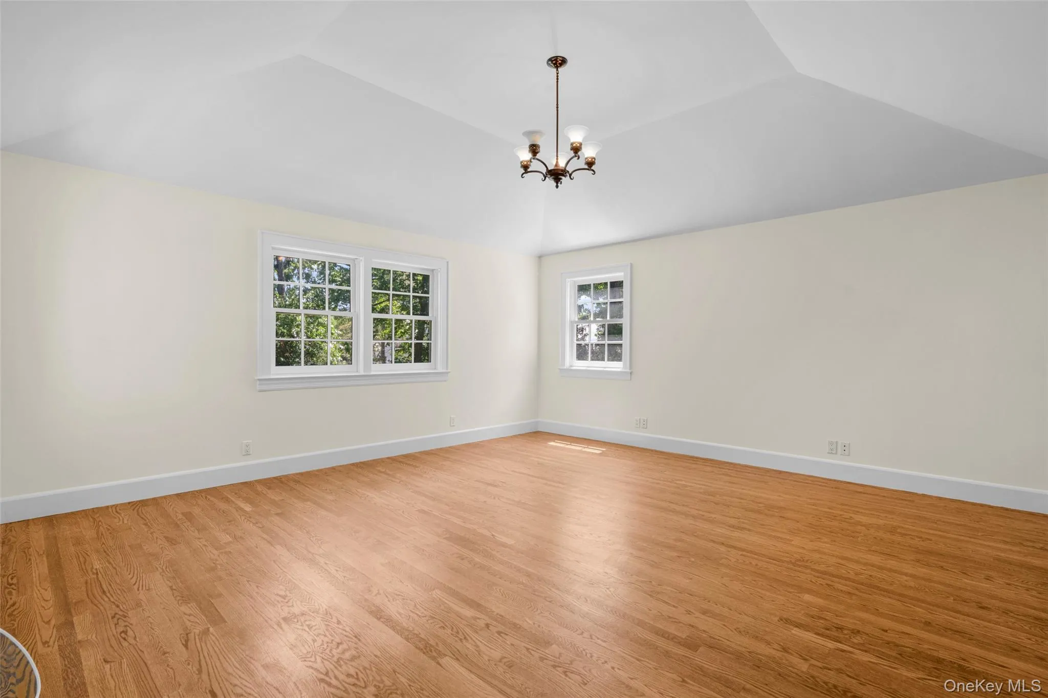 Overlooking the backyard with coffered ceiling. Overlooking the backyard with coffered ceiling.