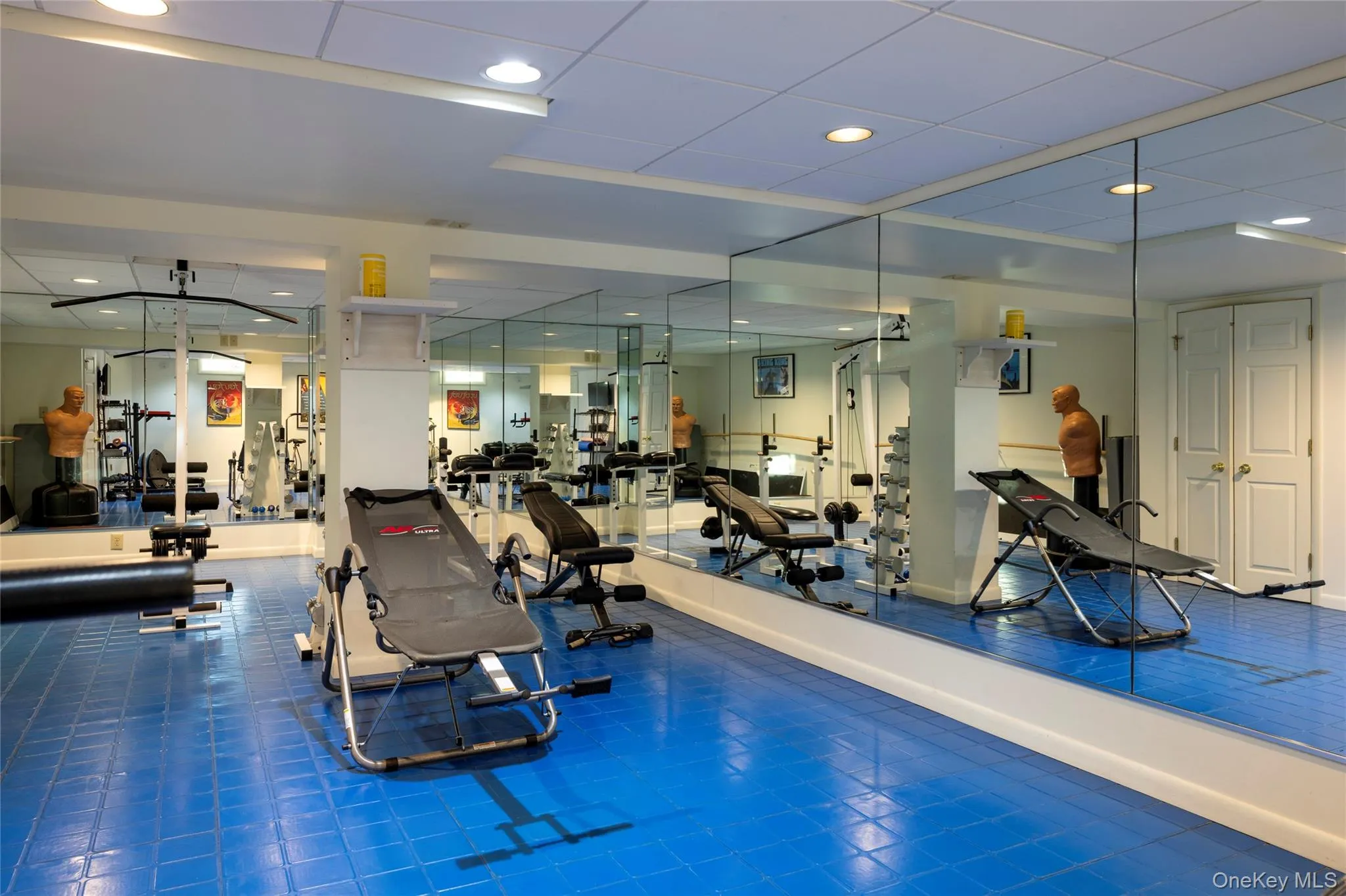 Workout area featuring recessed lighting Workout area featuring recessed lighting