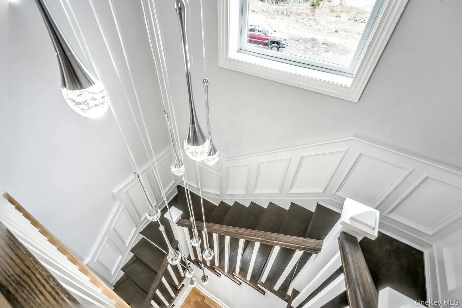 Staircase with a decorative wall Staircase with a decorative wall