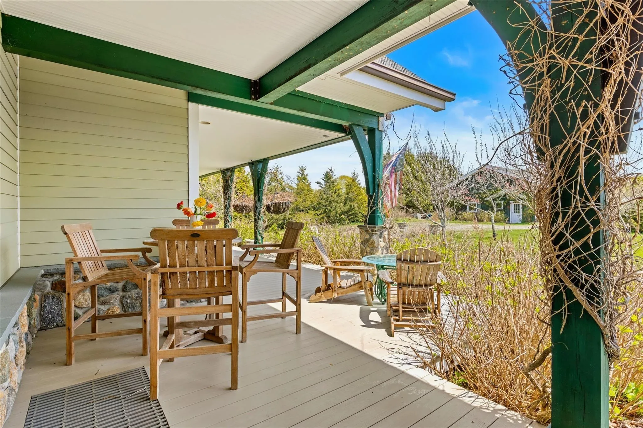 Wooden deck with outdoor dining space Wooden deck with outdoor dining space