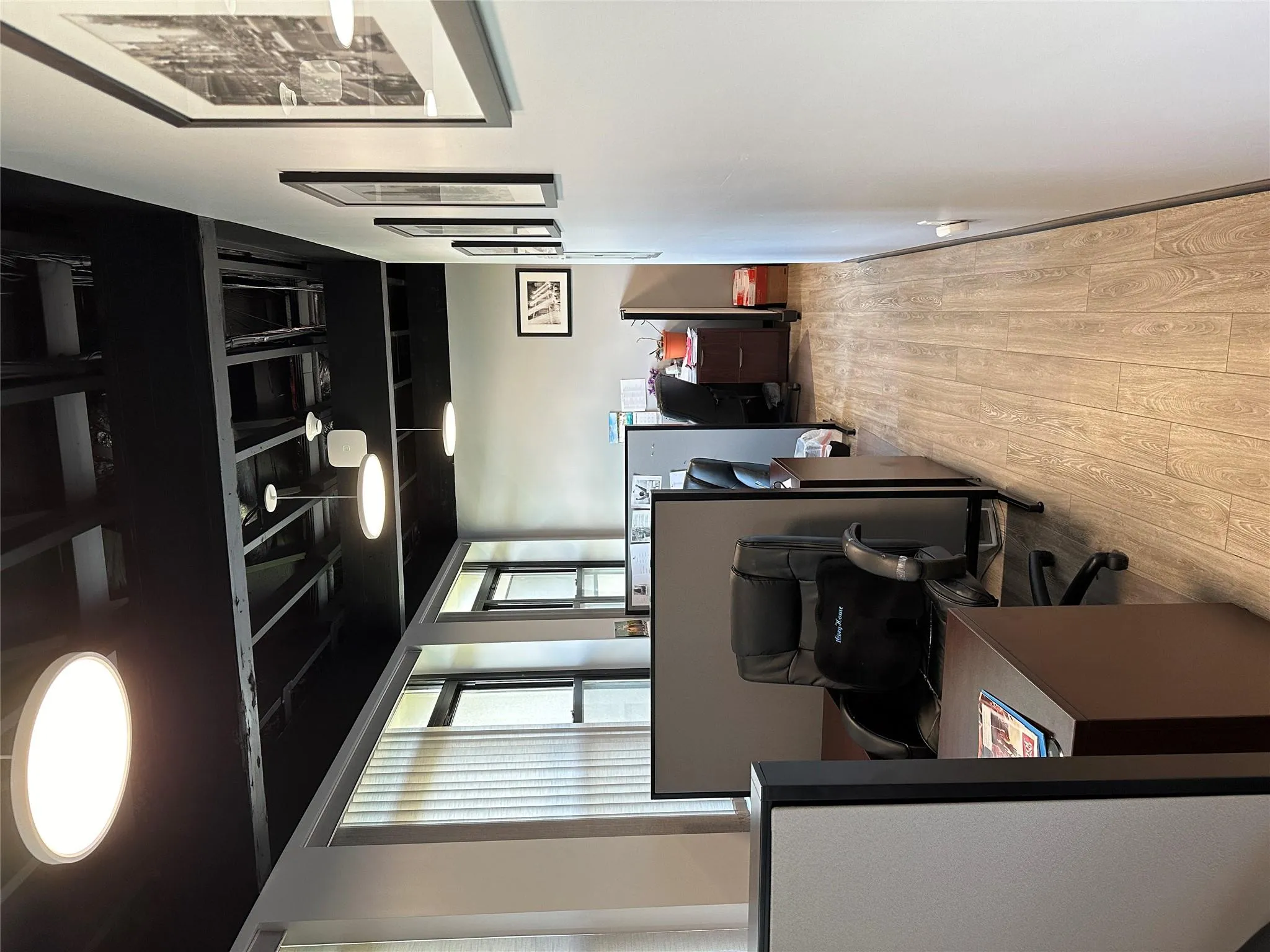 Office space with wood finished floors Office space with wood finished floors