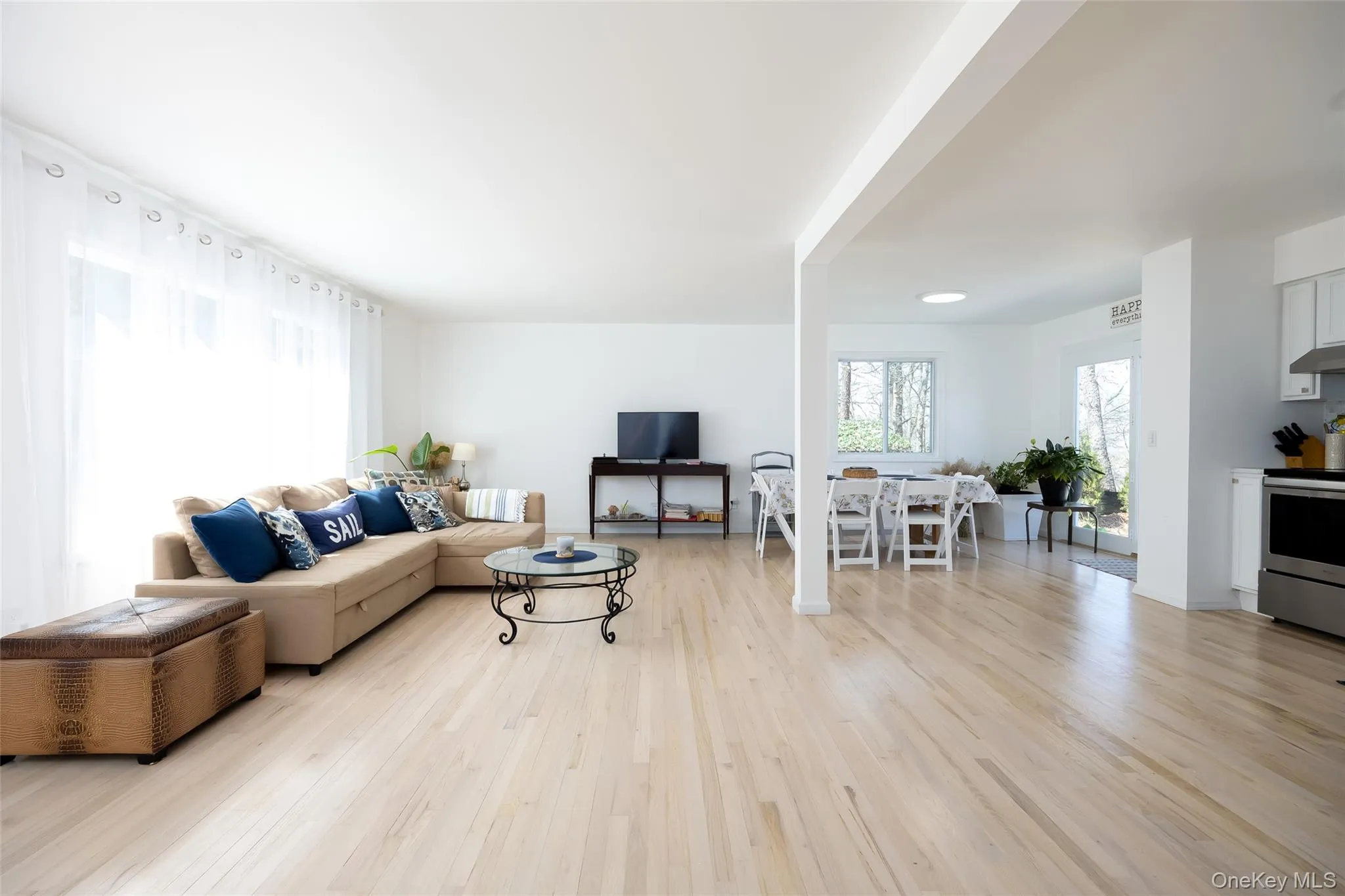 Living room with light wood finished floors Living room with light wood finished floors