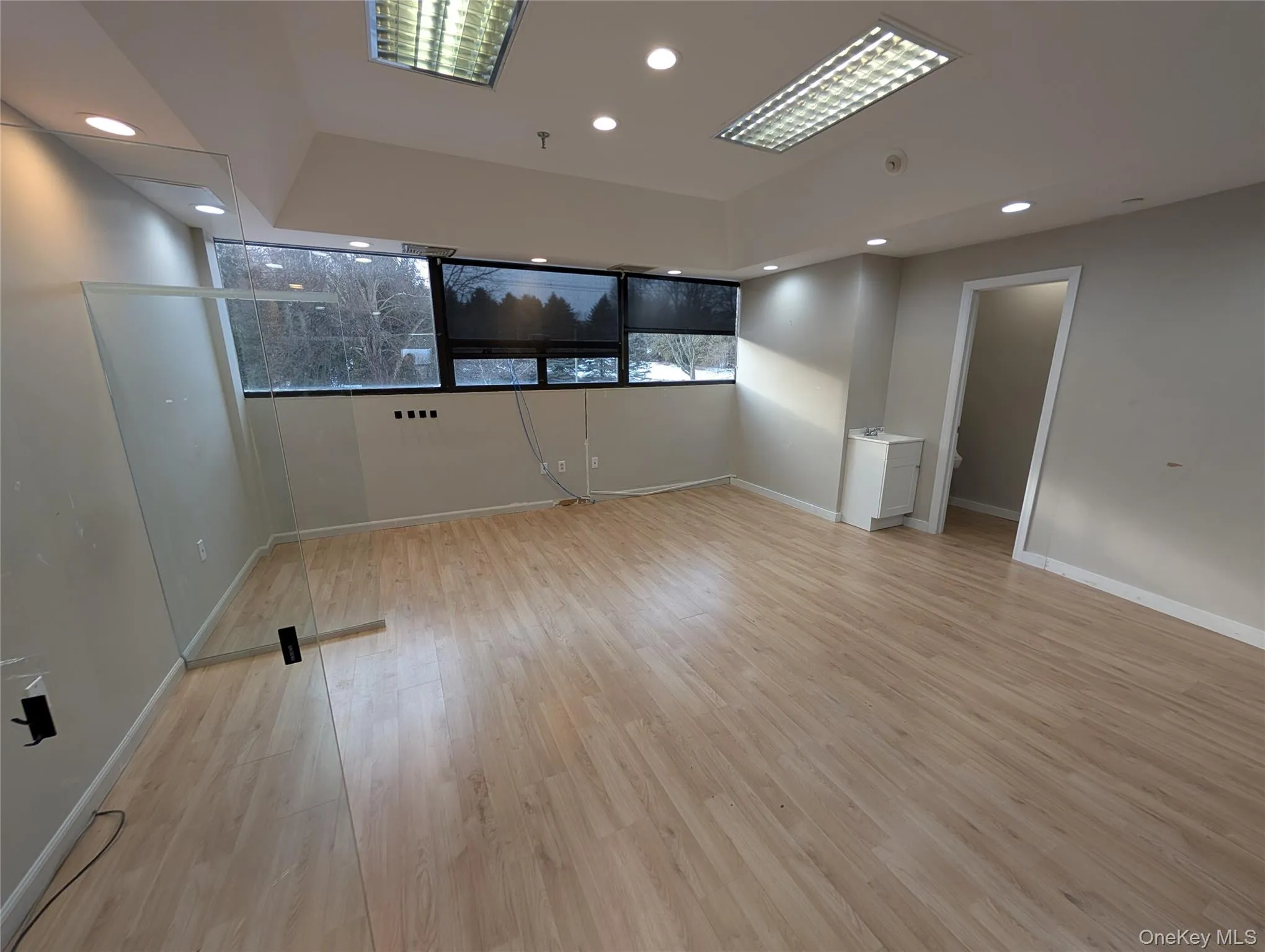 Empty room featuring light wood-style flooring and recessed lighting Empty room featuring light wood-style flooring and recessed lighting
