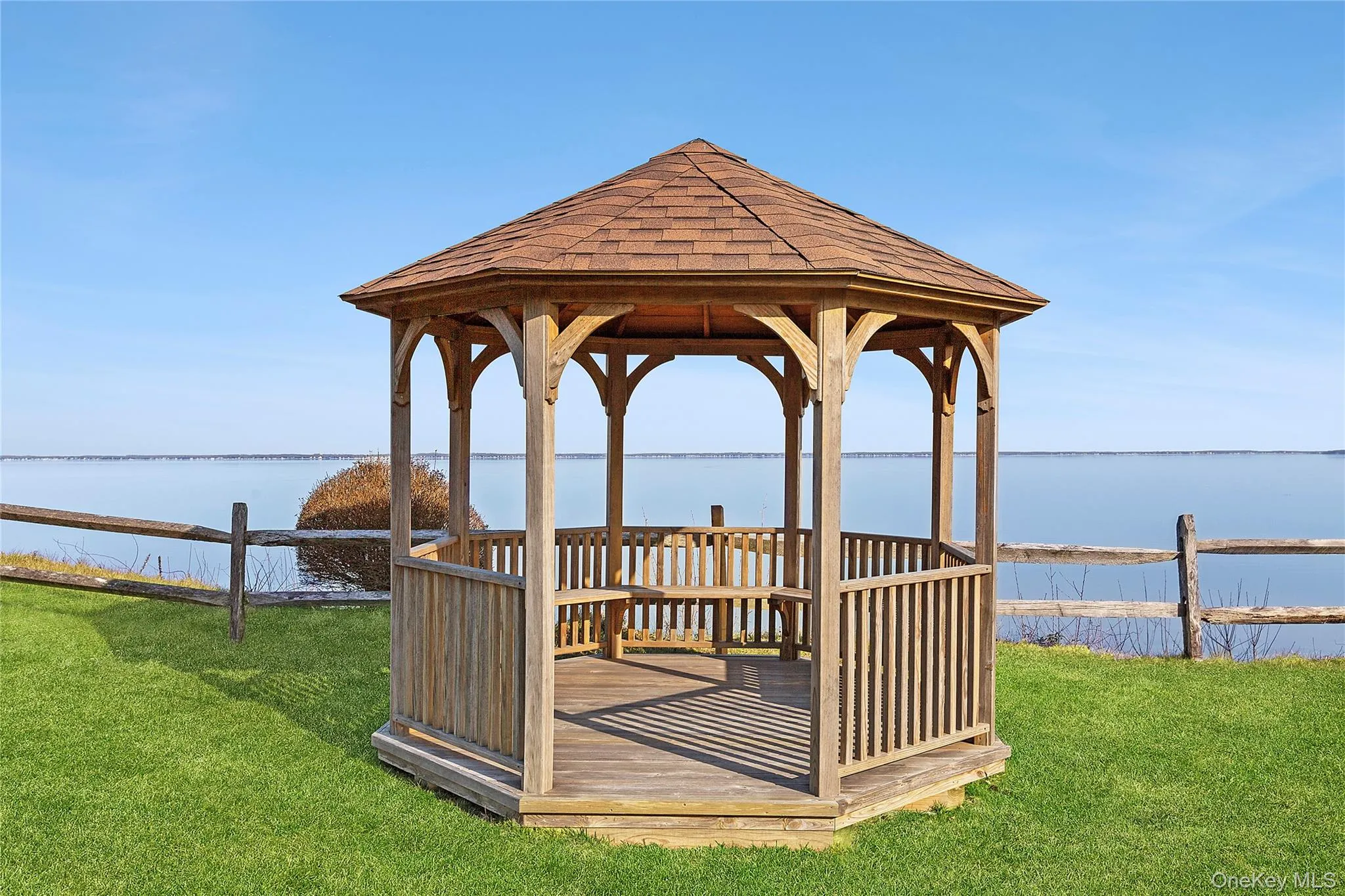 Dock with a gazebo and a deck with water view Dock with a gazebo and a deck with water view