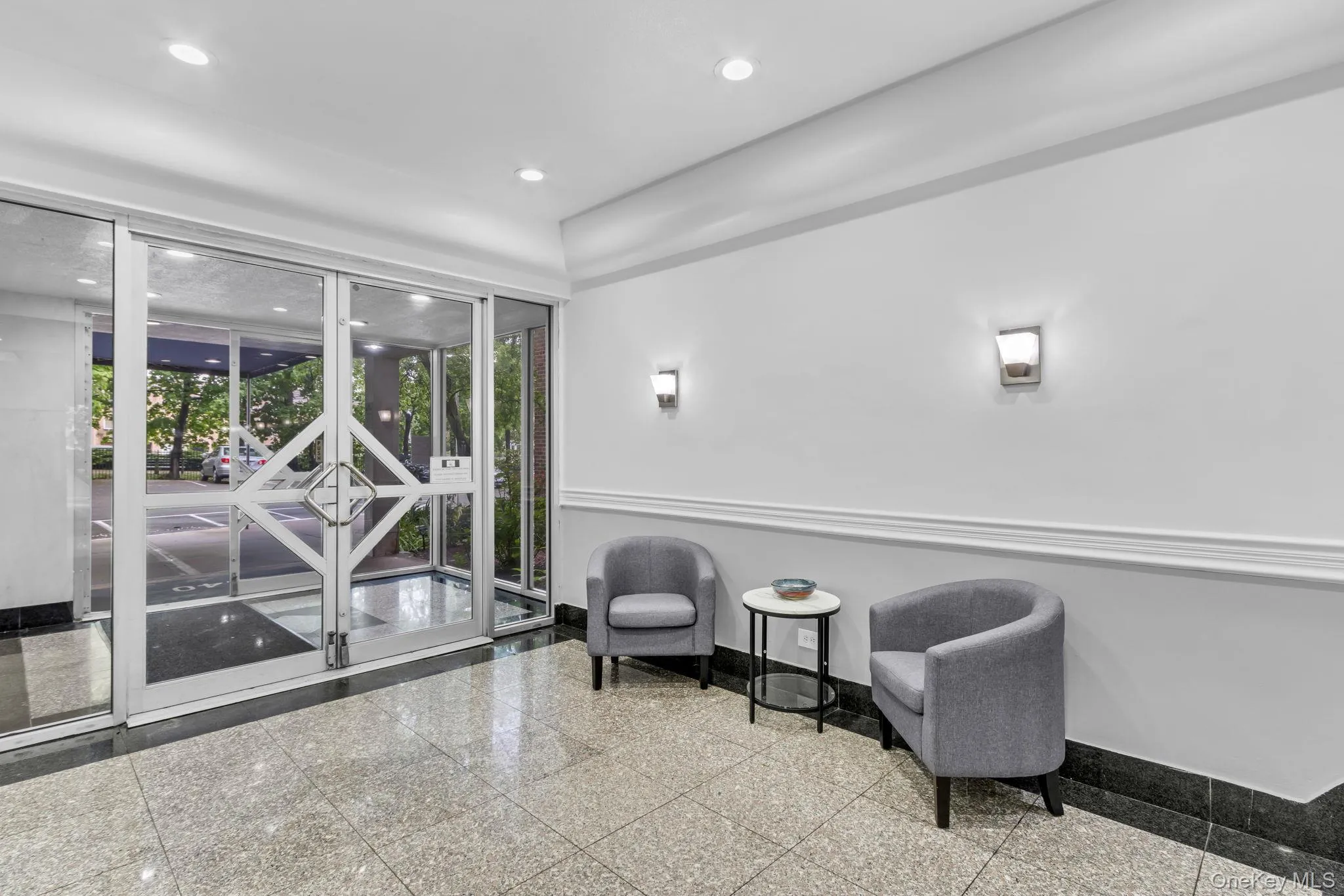 Lobby with recessed lighting Lobby with recessed lighting