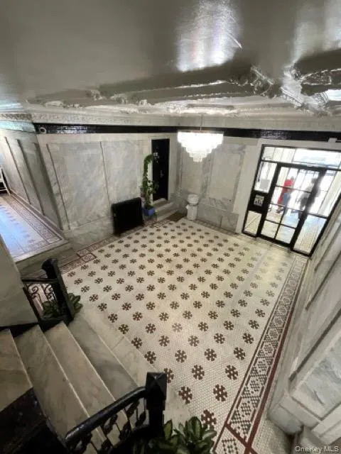 Basement with a chandelier Basement with a chandelier