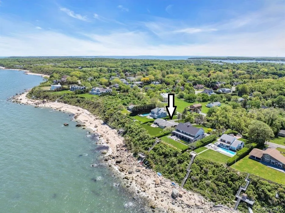 Aerial view of beachfront home Aerial view of beachfront home