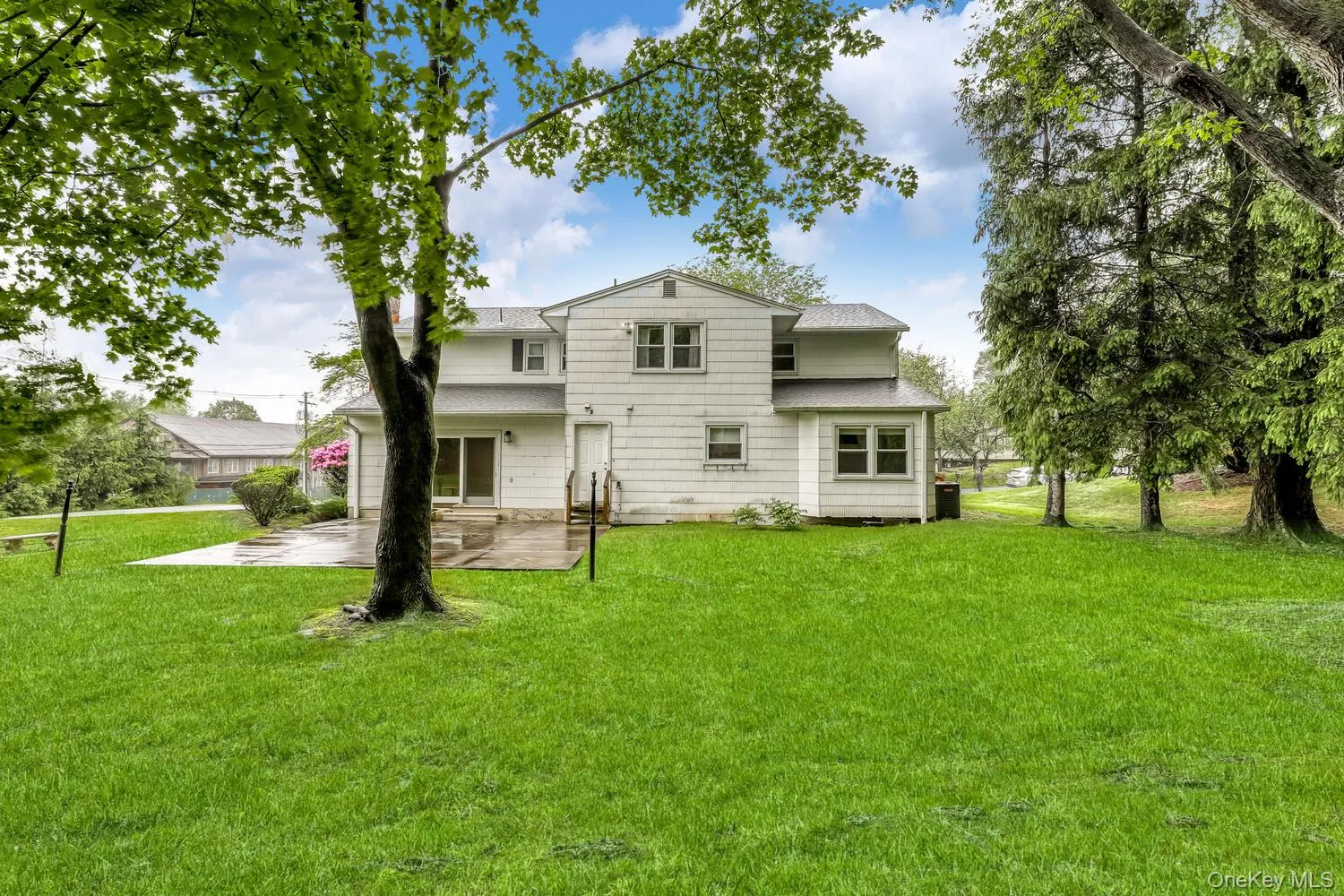 Back of property featuring a patio area, roof with shingles, and a yard Back of property featuring a patio area, roof with shingles, and a yard