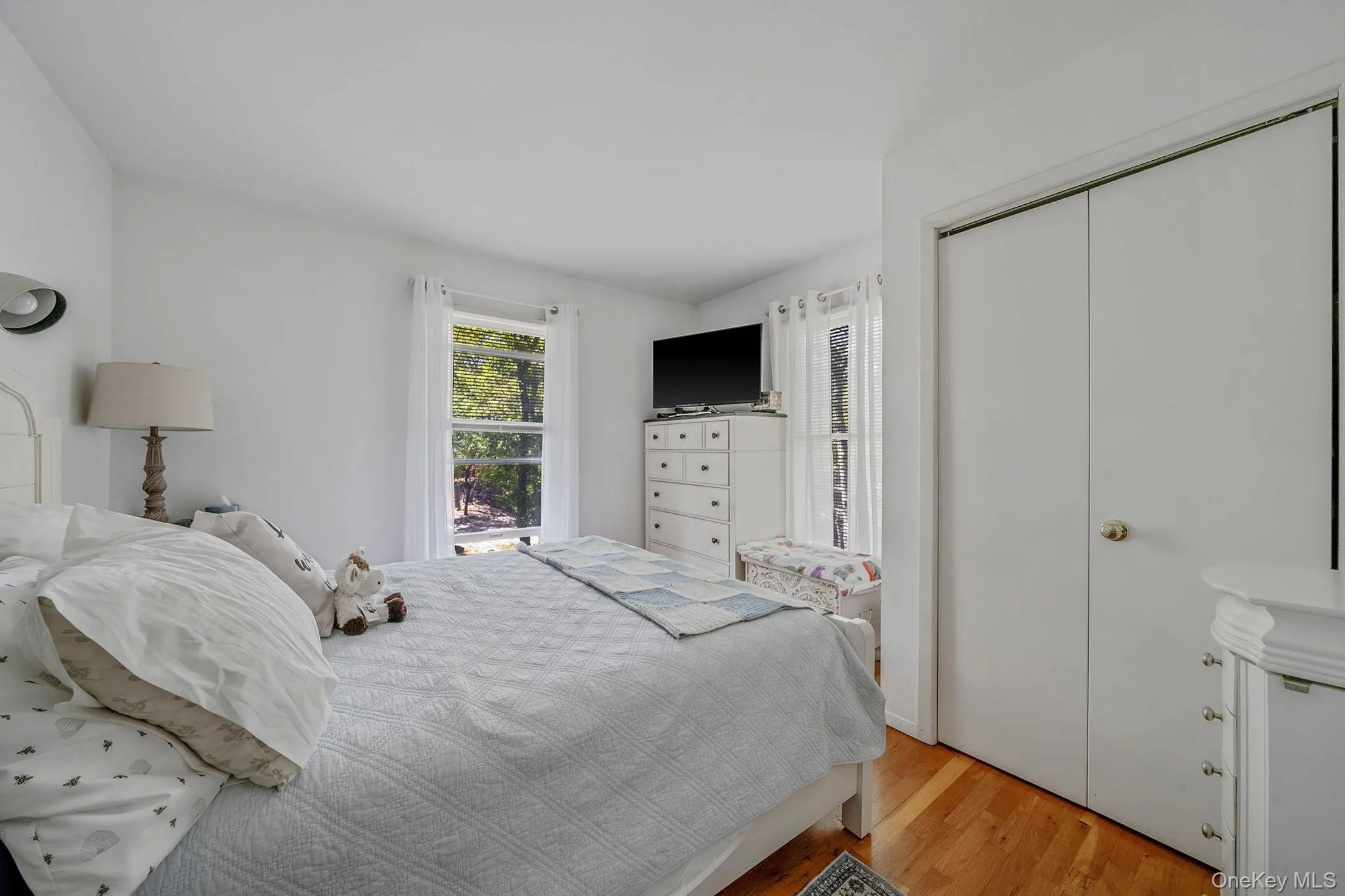 Bedroom with light wood-type flooring and a closet Bedroom with light wood-type flooring and a closet