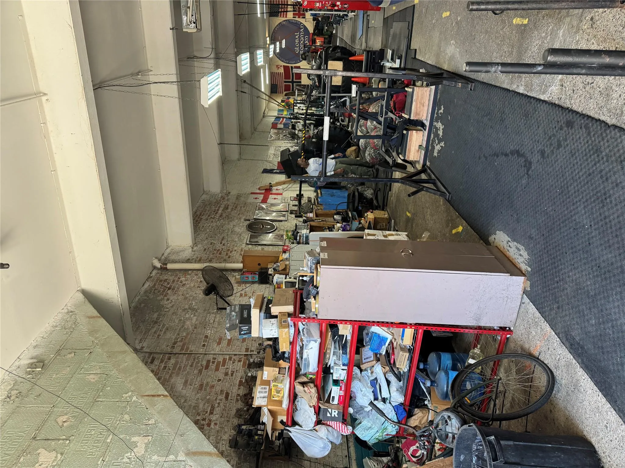 Garage featuring a workshop area Garage featuring a workshop area