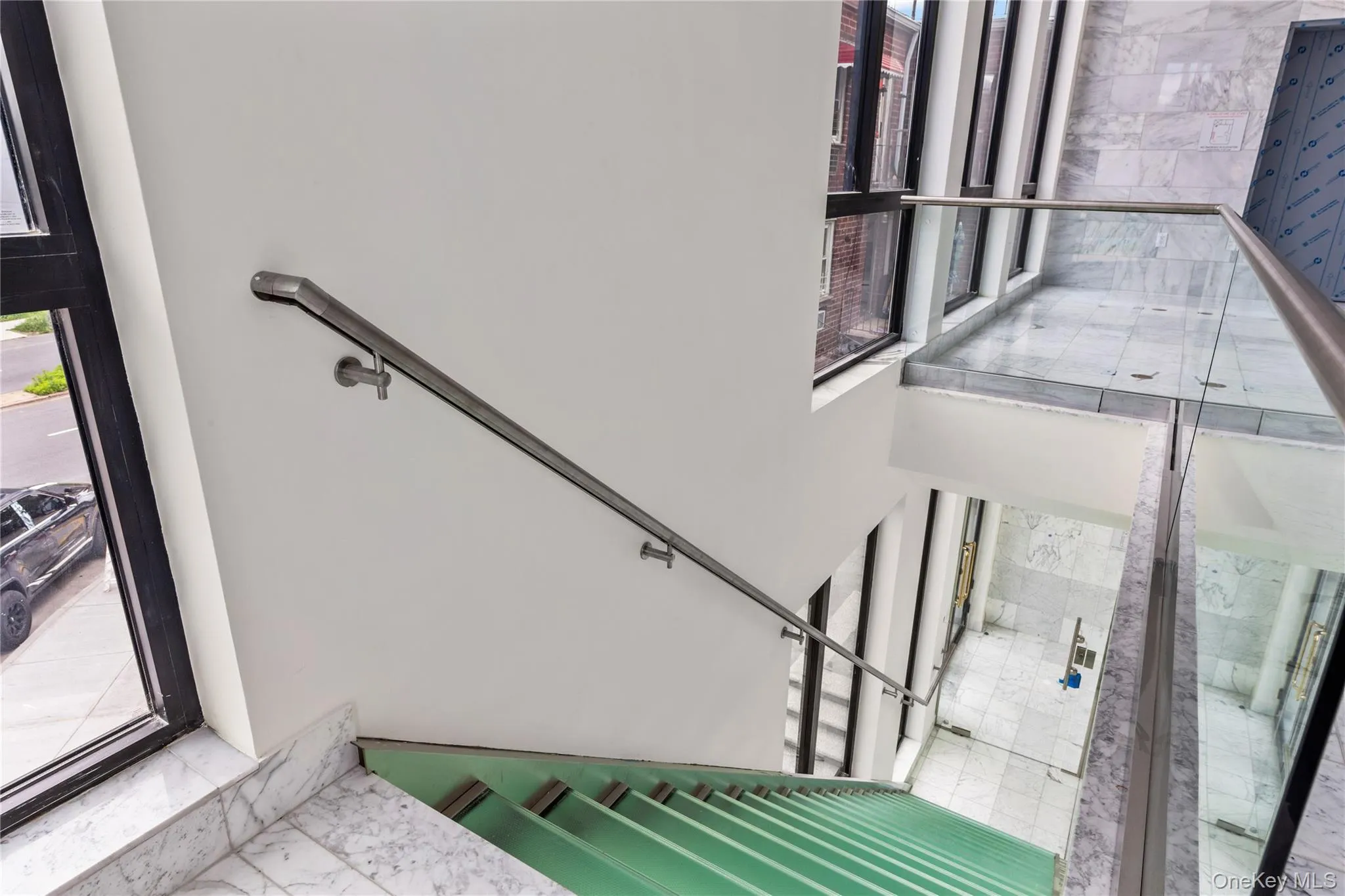 Staircase with marble finish flooring Staircase with marble finish flooring