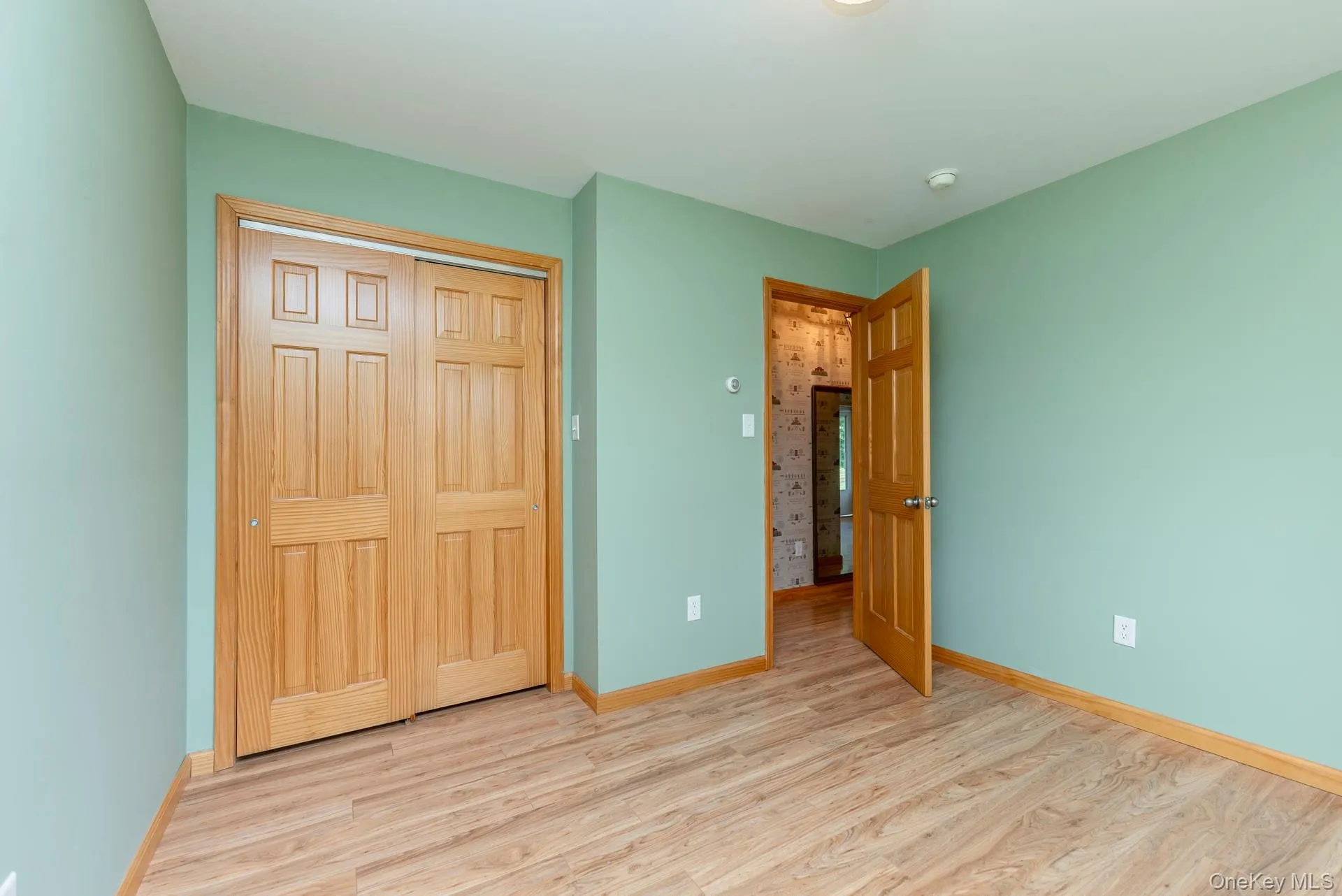 Unfurnished bedroom with light wood-style floors, baseboards, and a closet Unfurnished bedroom with light wood-style floors, baseboards, and a closet