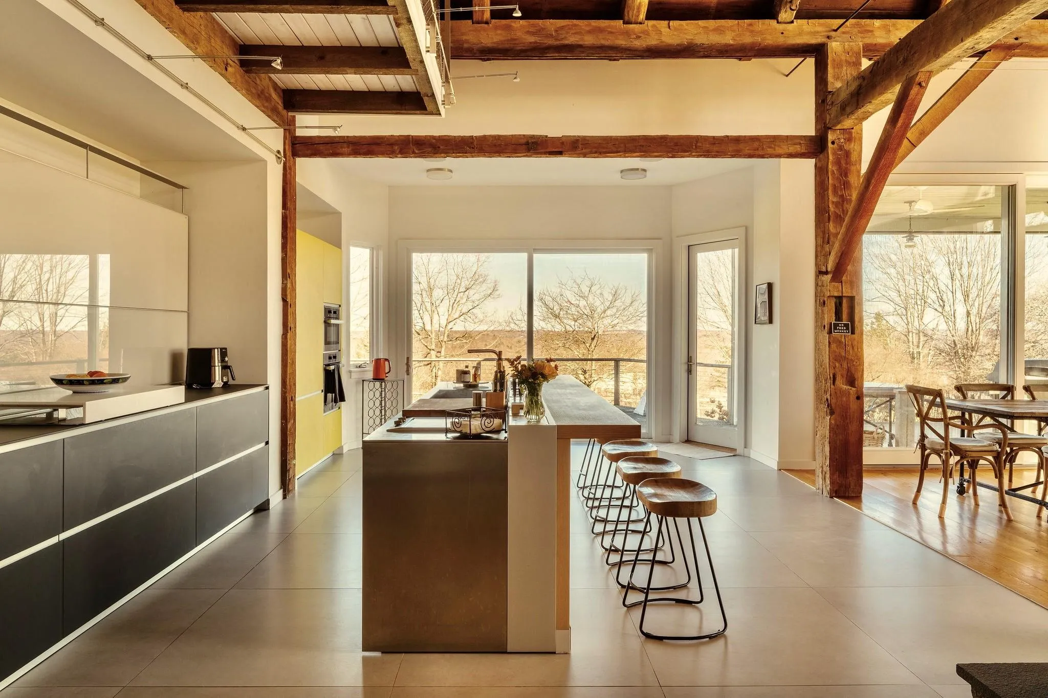 Reception area featuring beam ceiling Reception area featuring beam ceiling